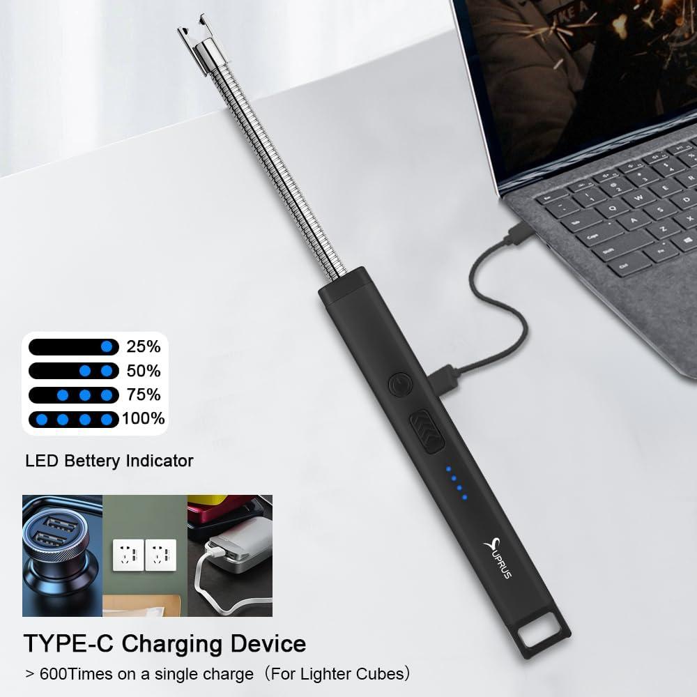 Encendedor Eléctrico Recargable SUPRUS Largo Acero Inoxidable