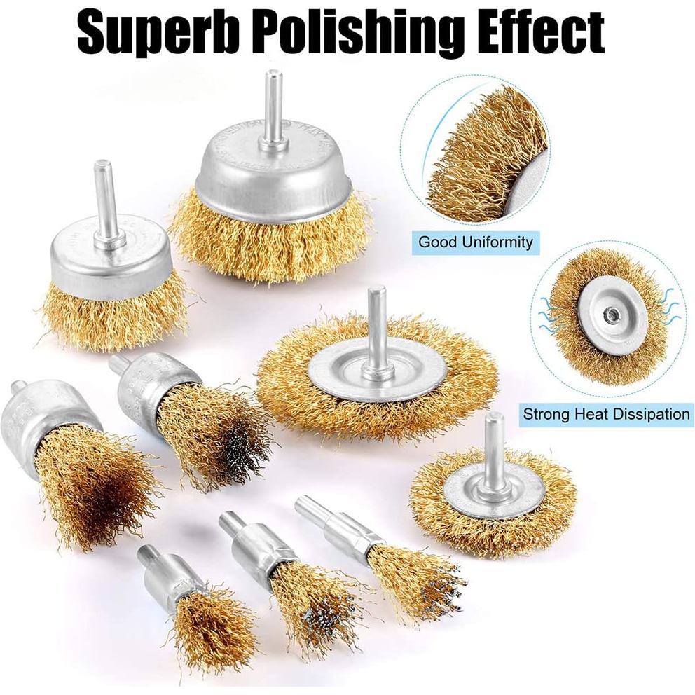 Juego de Cepillos de Alambre Ielek 9 Piezas para Taladro