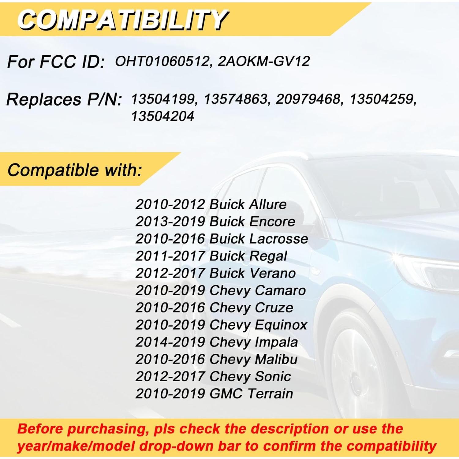 Llavero Reemplazo Buick y Chevy 2 Piezas 2010-2019