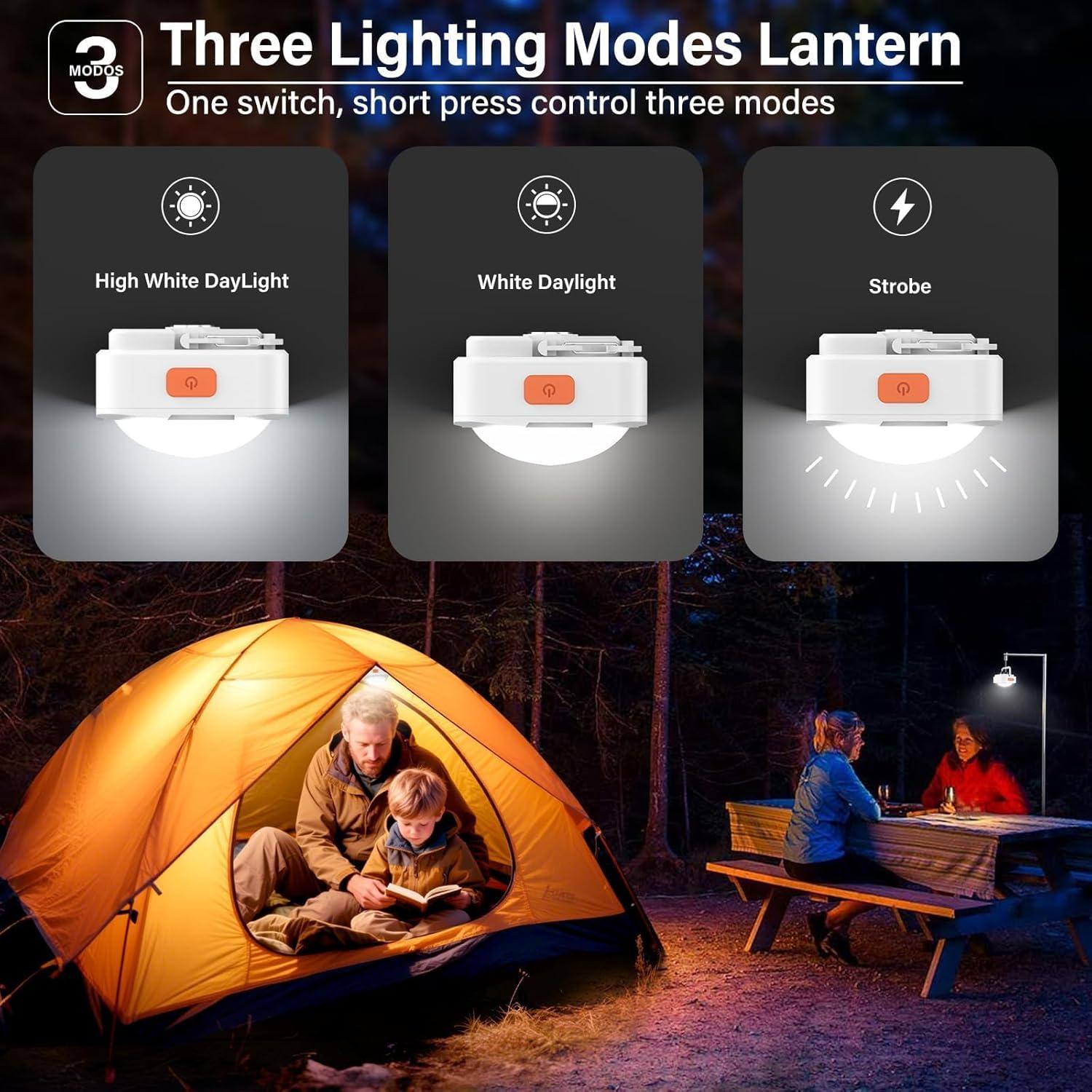 Luces de Camping Recargables FLY2SKY 4 Pcs LED 800mAh