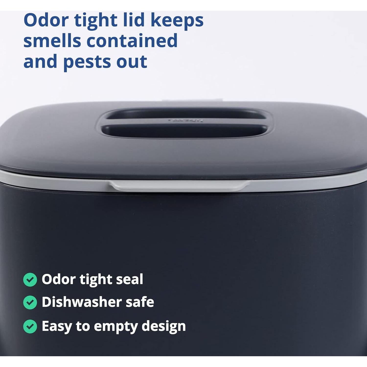 Cubo de Compostaje de Cocina Blue Ginkgo 2.6L Gris Hermético