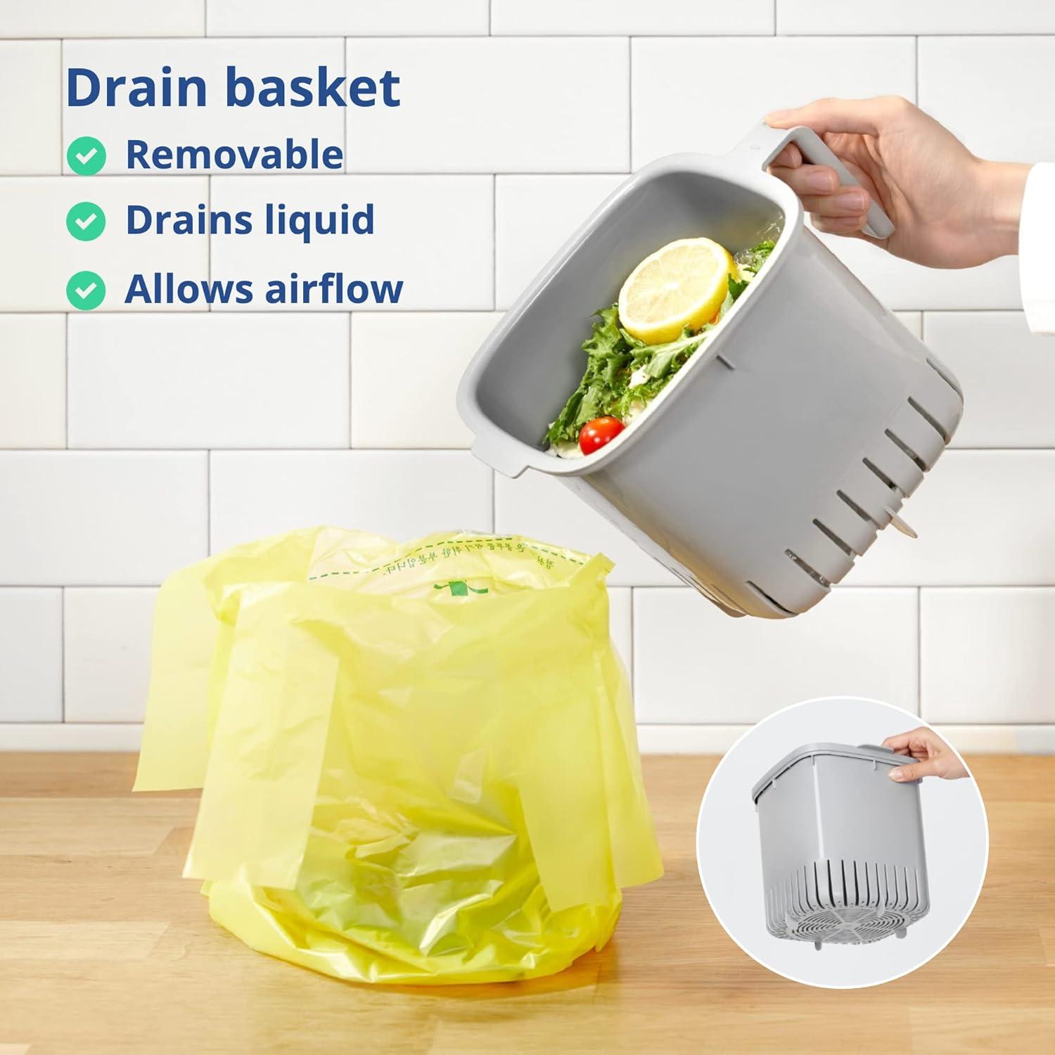 Cubo de Compostaje de Cocina Blue Ginkgo 2.6L Gris Hermético