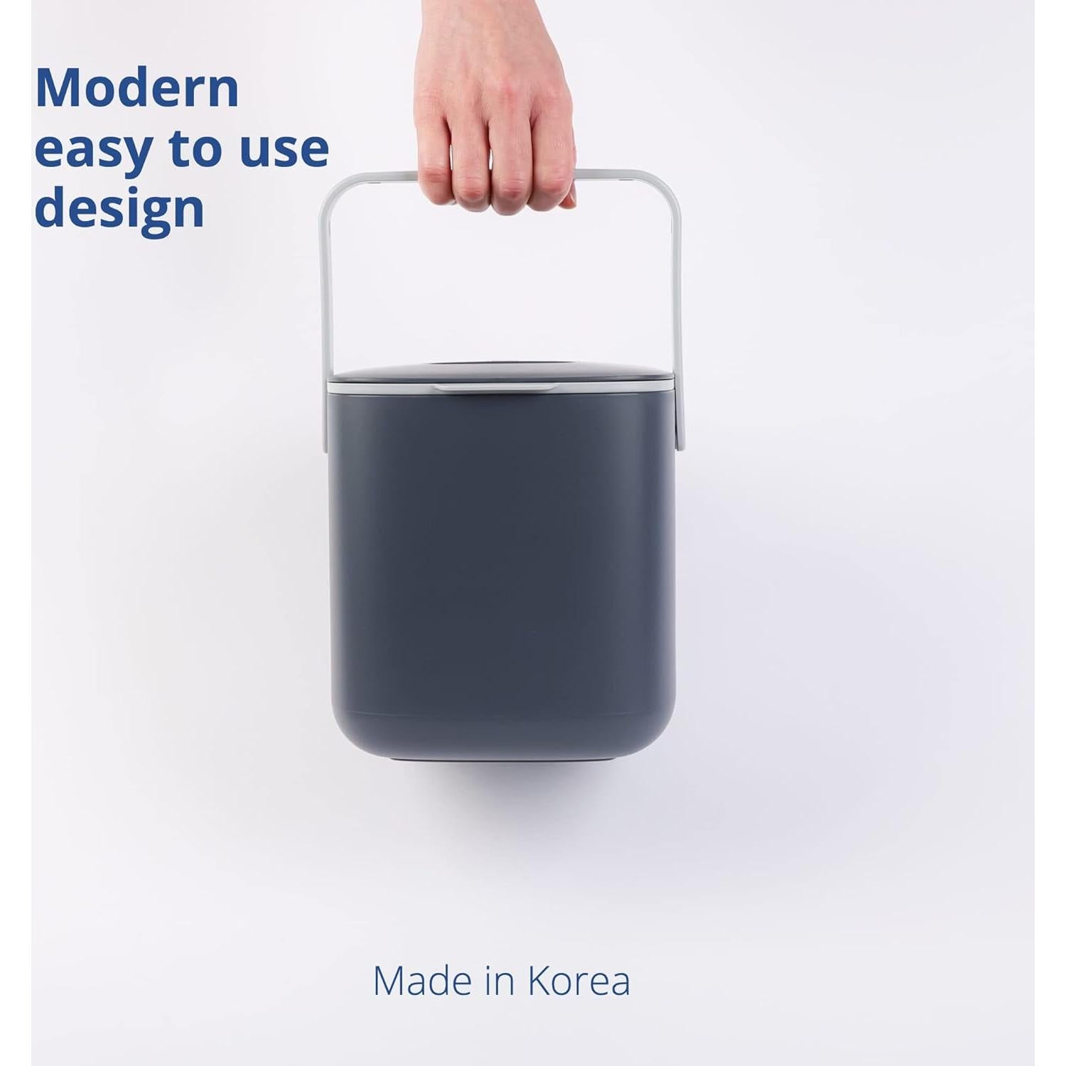 Cubo de Compostaje de Cocina Blue Ginkgo 2.6L Gris Hermético