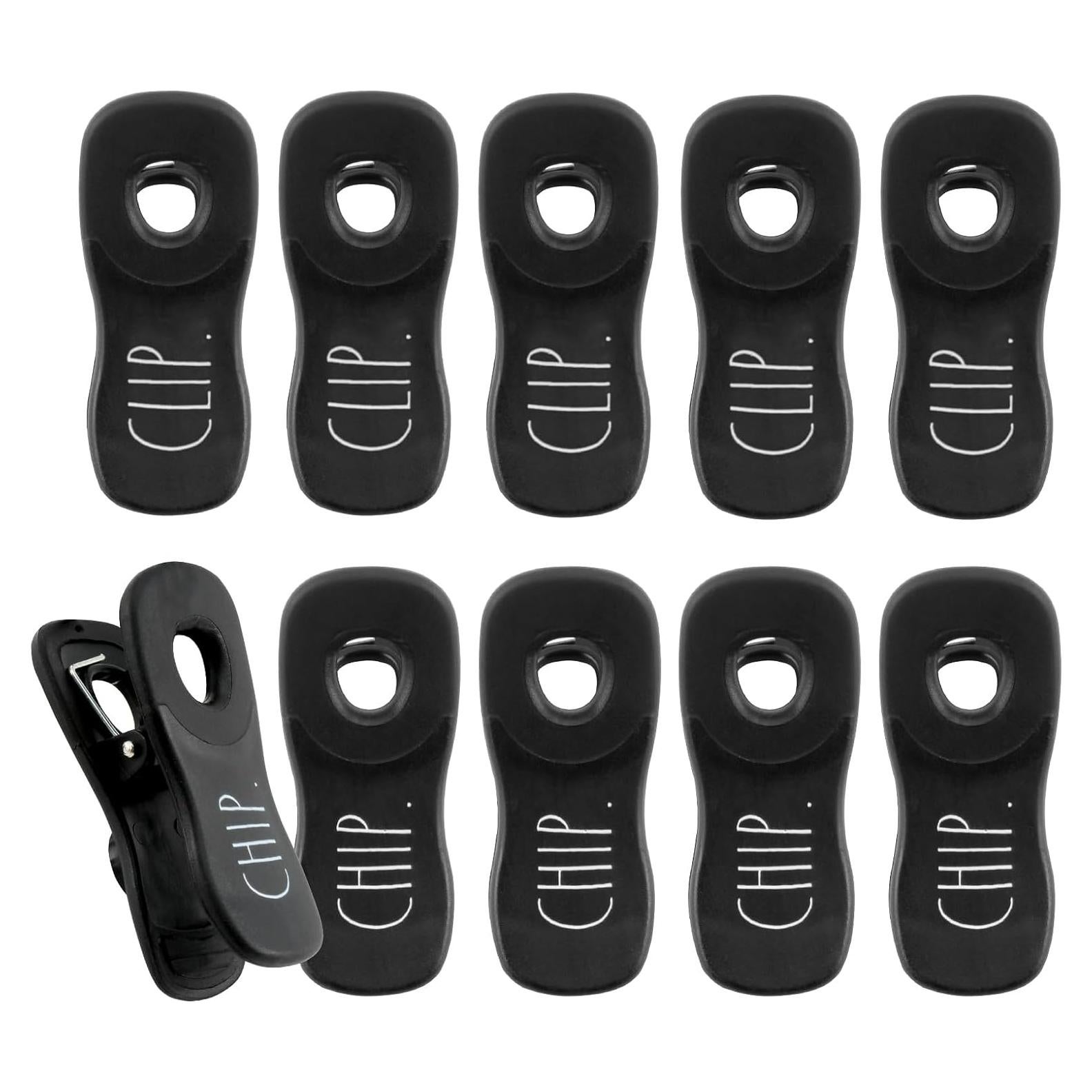 Pinzas para bolsas Rae Dunn - Paquete de 10, color negro