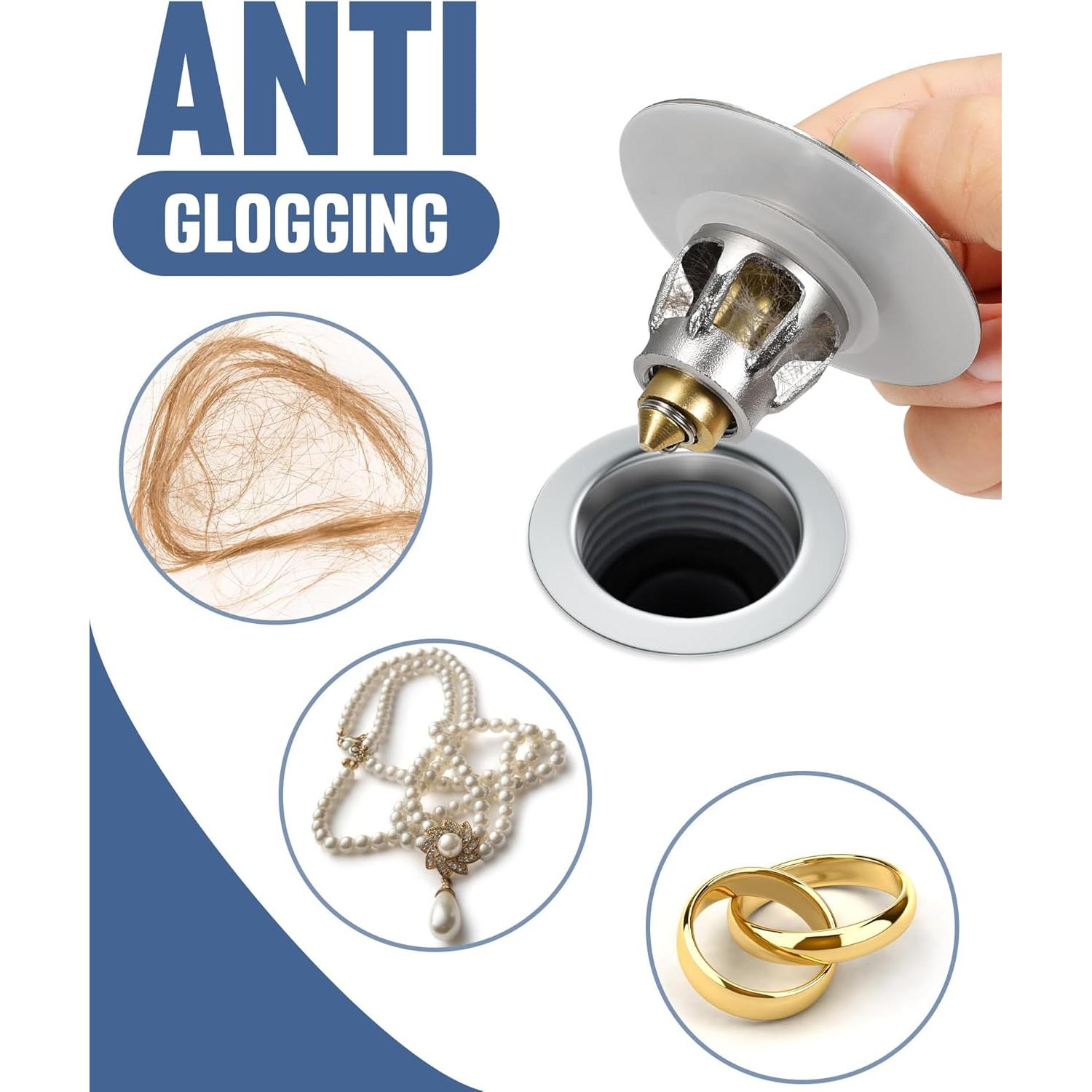 Tapón de Lavabo Tgosomt 2-en-1 Níquel Cepillado 81.92g