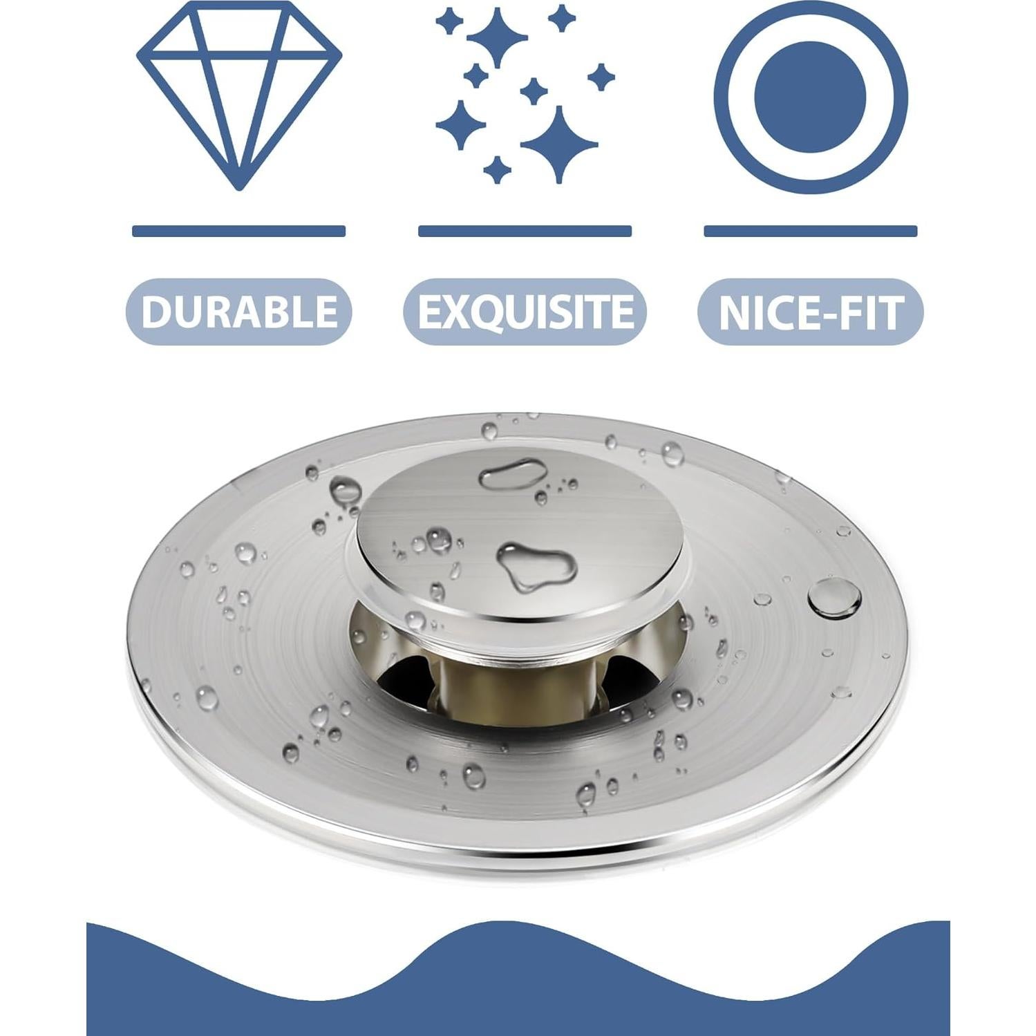 Tapón de Lavabo Tgosomt 2-en-1 Níquel Cepillado 81.92g