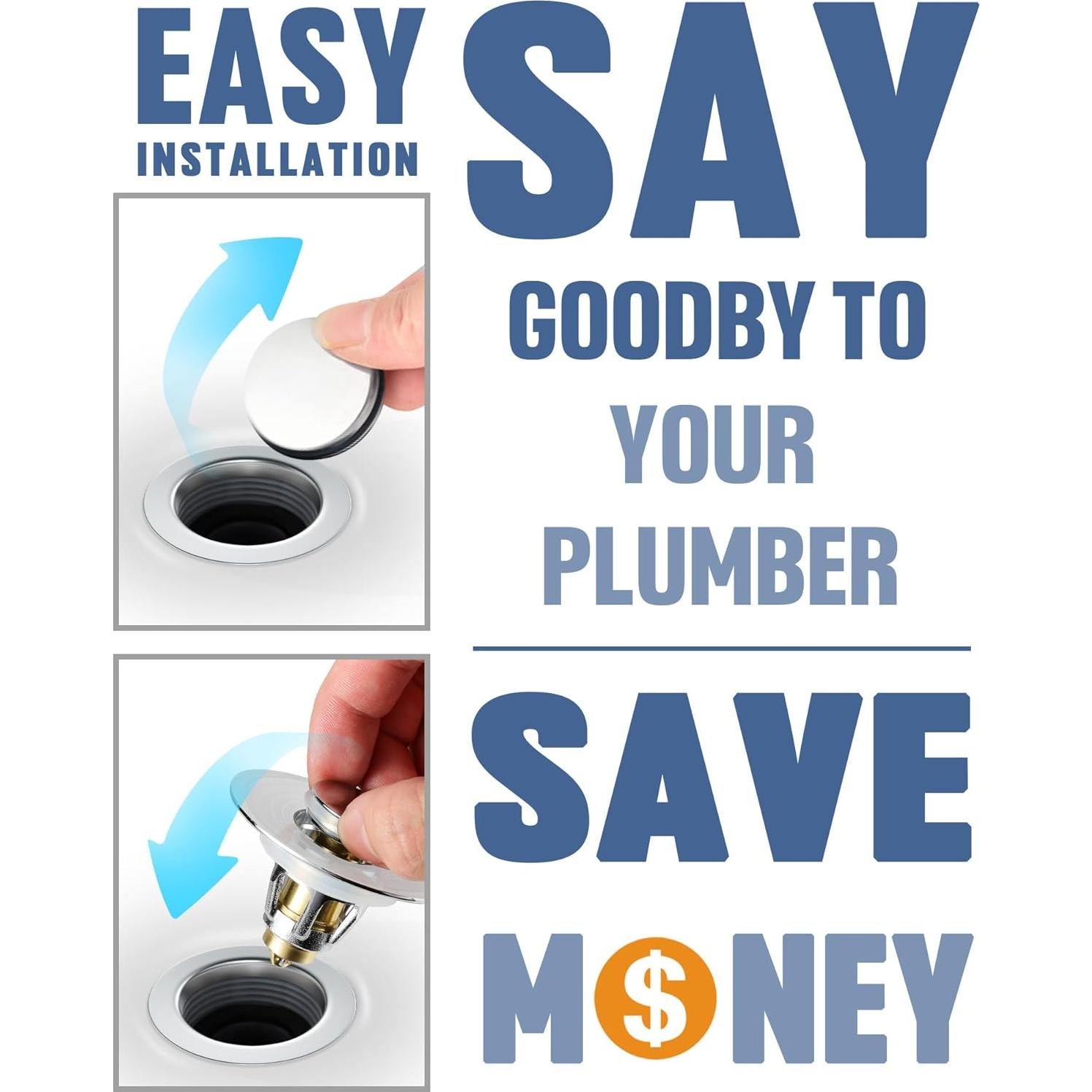 Tapón de Lavabo Tgosomt 2-en-1 Níquel Cepillado 81.92g