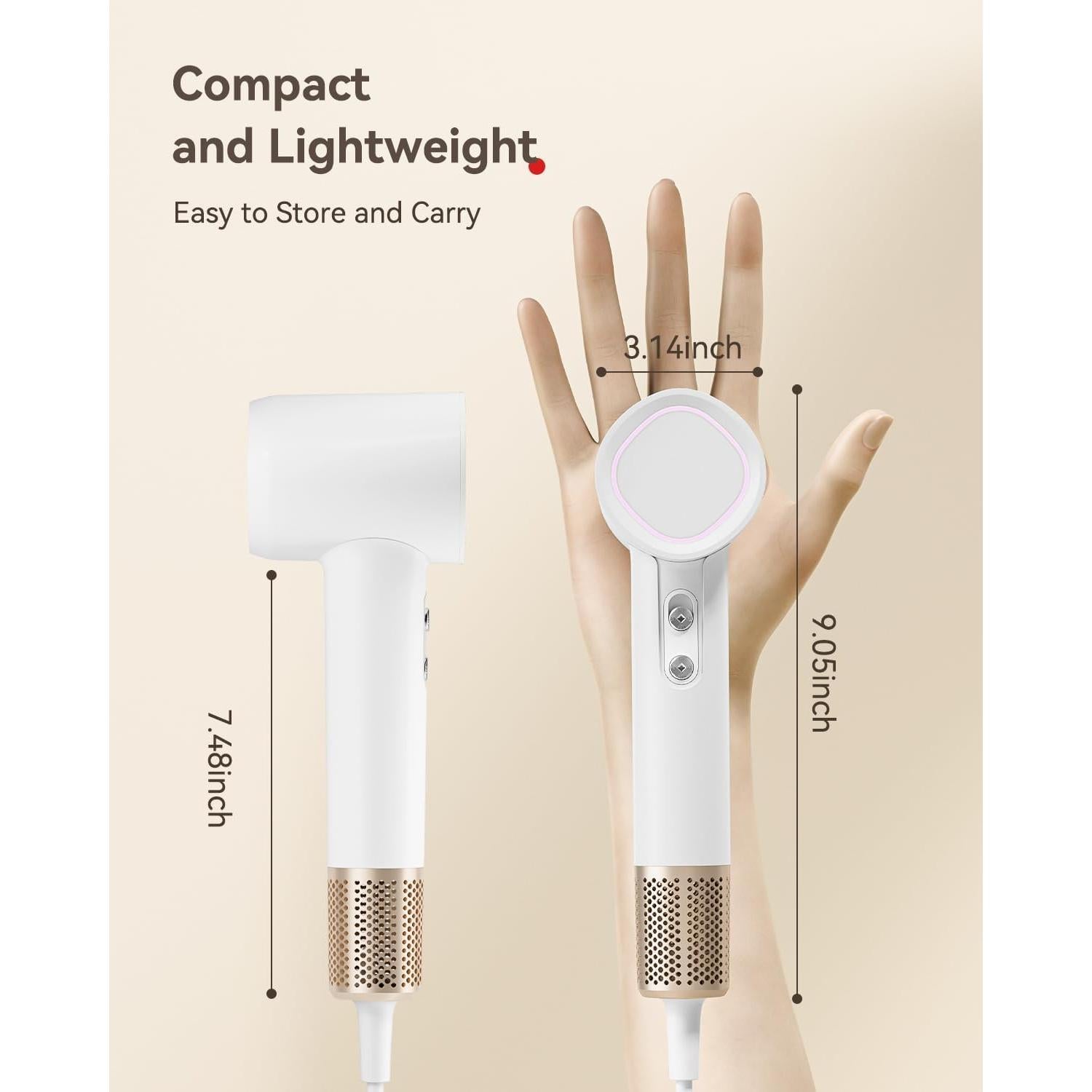 Secador de Pelo Iónico HEXTEK 160000 RPM Gris 730g