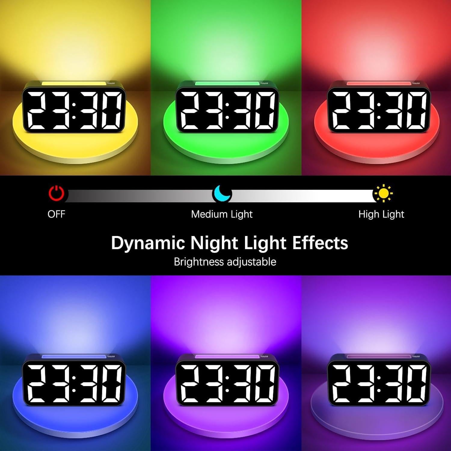 Alarm Clocks for Heavy Sleepers, Vibrating Alarm Clock with Bed Shaker, Night Light, Large Display, Dimmable Loud Clock for Adults Hearing Impaired Deaf Seniors Teens (Black)