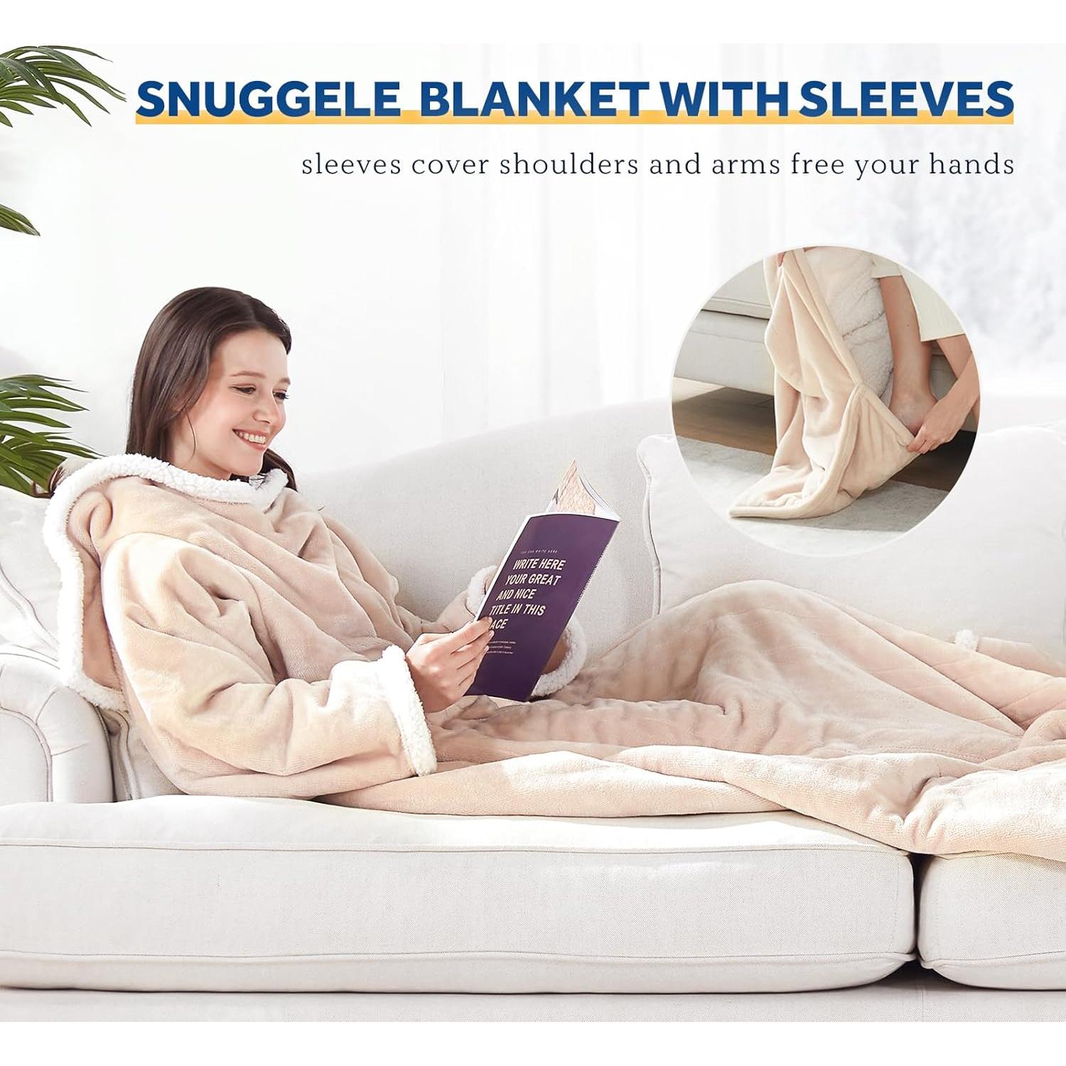 Manta Eléctrica Sealy 127x178 cm con Bolsillo para Pies Beige