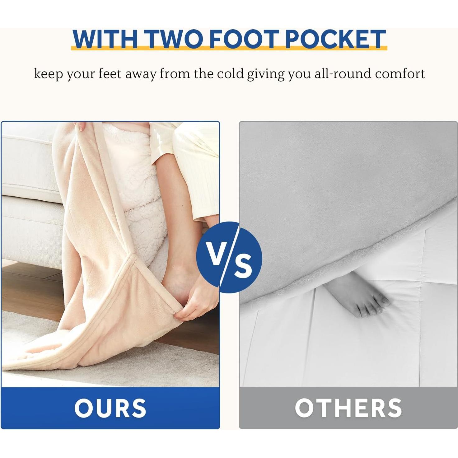 Manta Eléctrica Sealy 127x178 cm con Bolsillo para Pies Beige