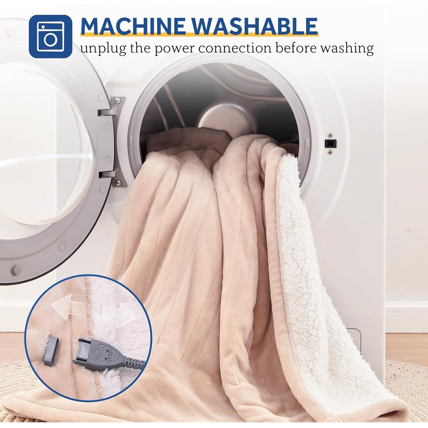 Manta Eléctrica Sealy 127x178 cm con Bolsillo para Pies Beige