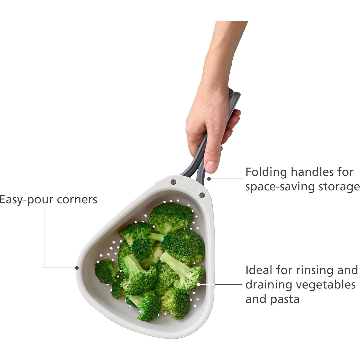 Colador Compacto Joseph Joseph Droplet con Mangos Plegables