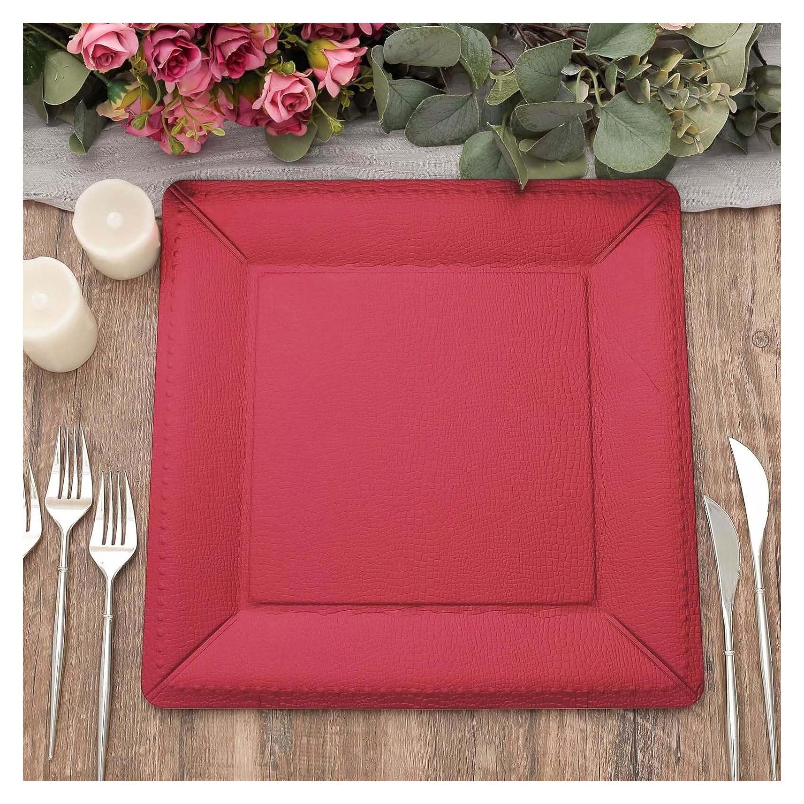 10 Platos Cargadores Desechables Efavormart 33 cm Burdeos