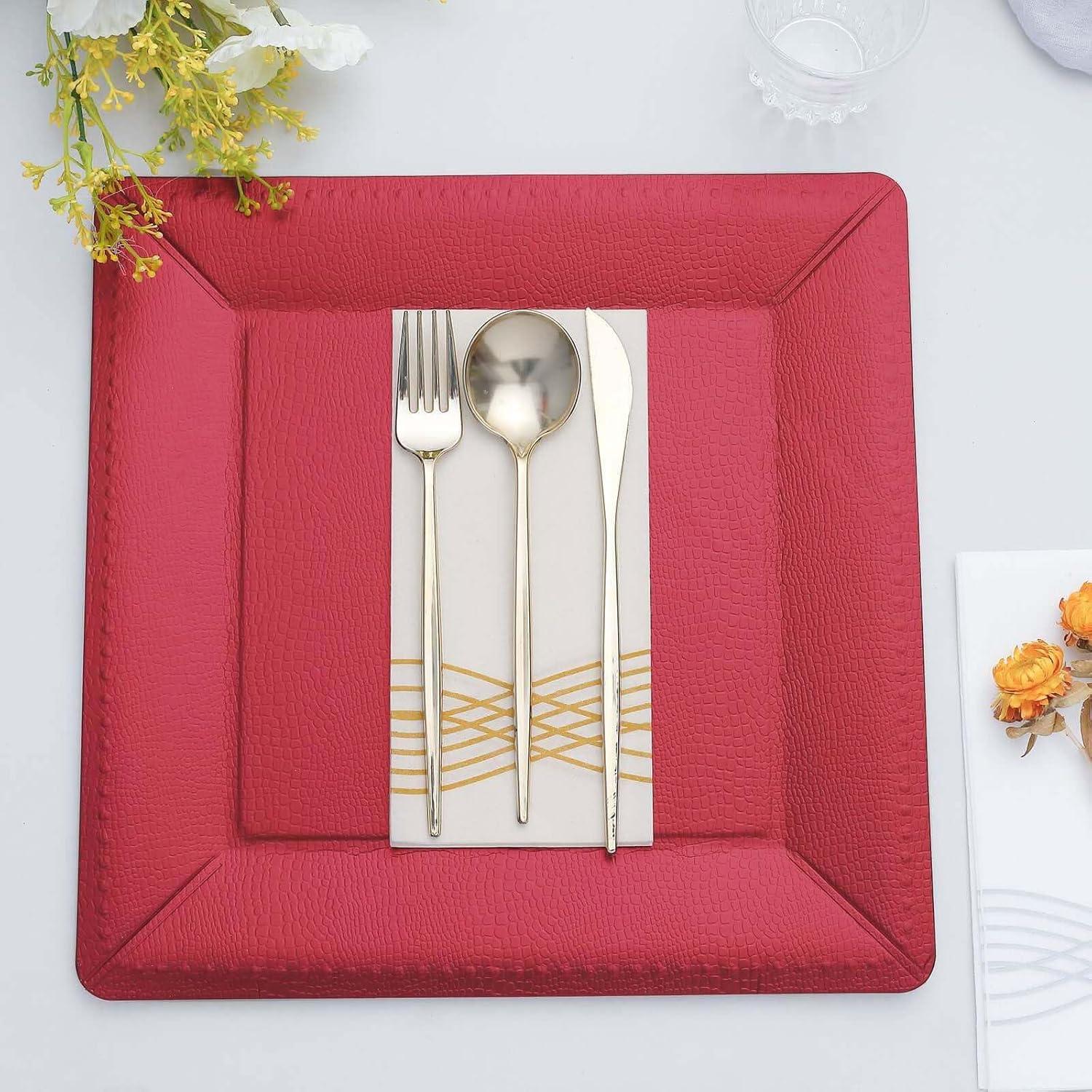 10 Platos Cargadores Desechables Efavormart 33 cm Burdeos