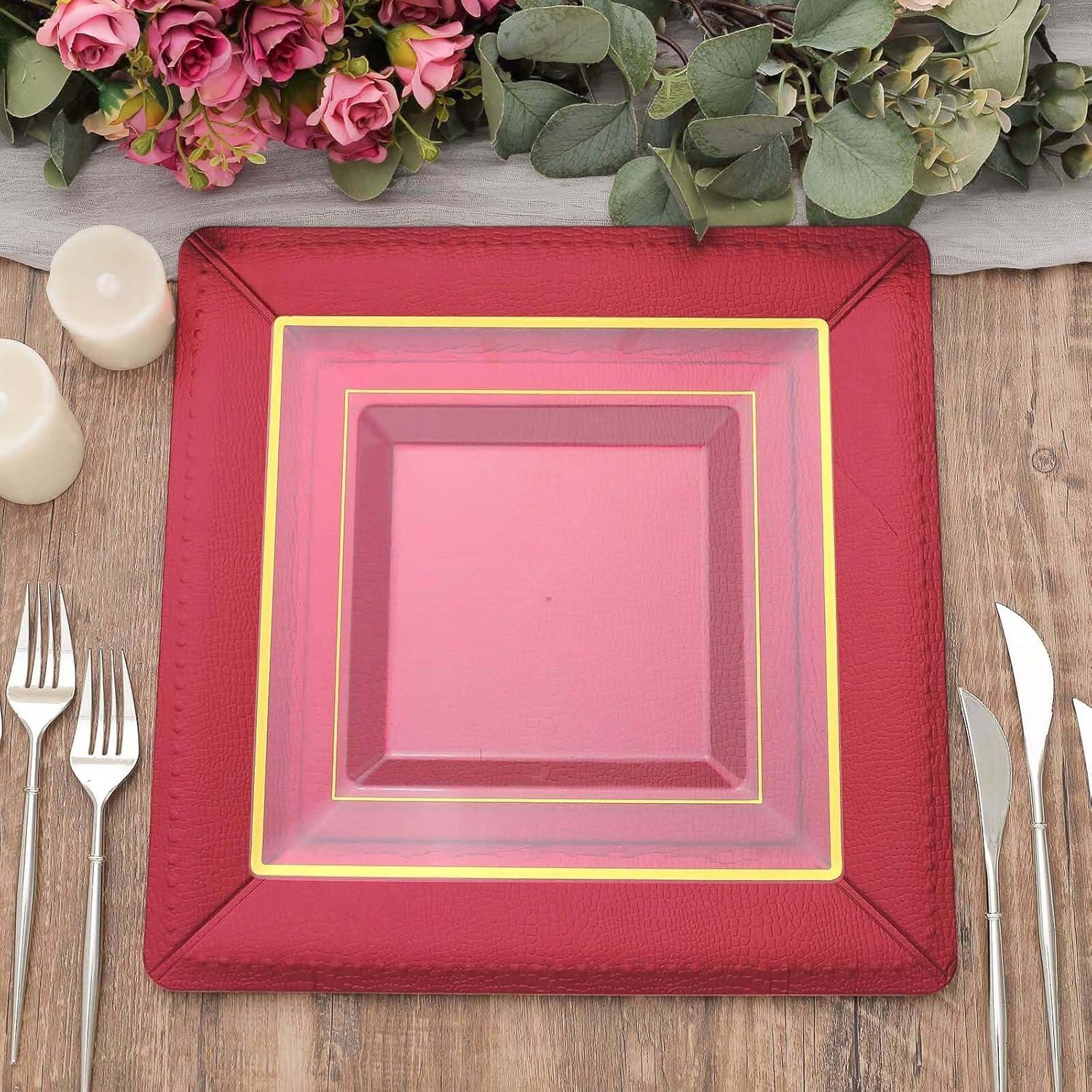 10 Platos Cargadores Desechables Efavormart 33 cm Burdeos