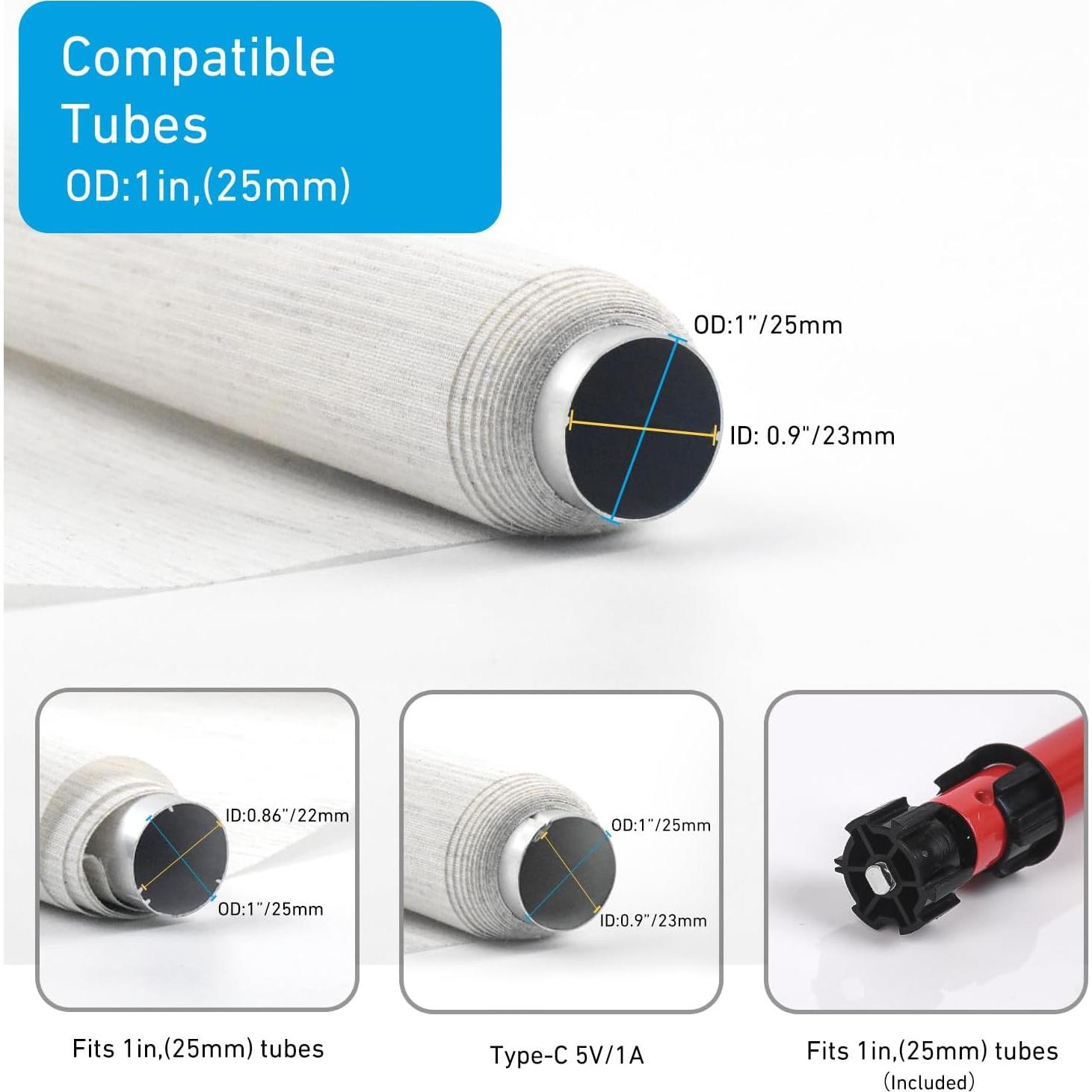 Motor de Cortina Rollerhouse 25mm Inalámbrico Silencioso