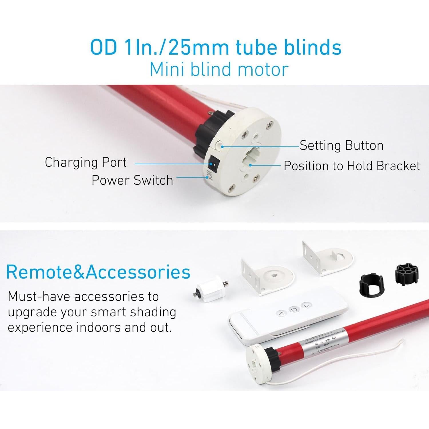 Motor de Cortina Rollerhouse 25mm Inalámbrico Silencioso