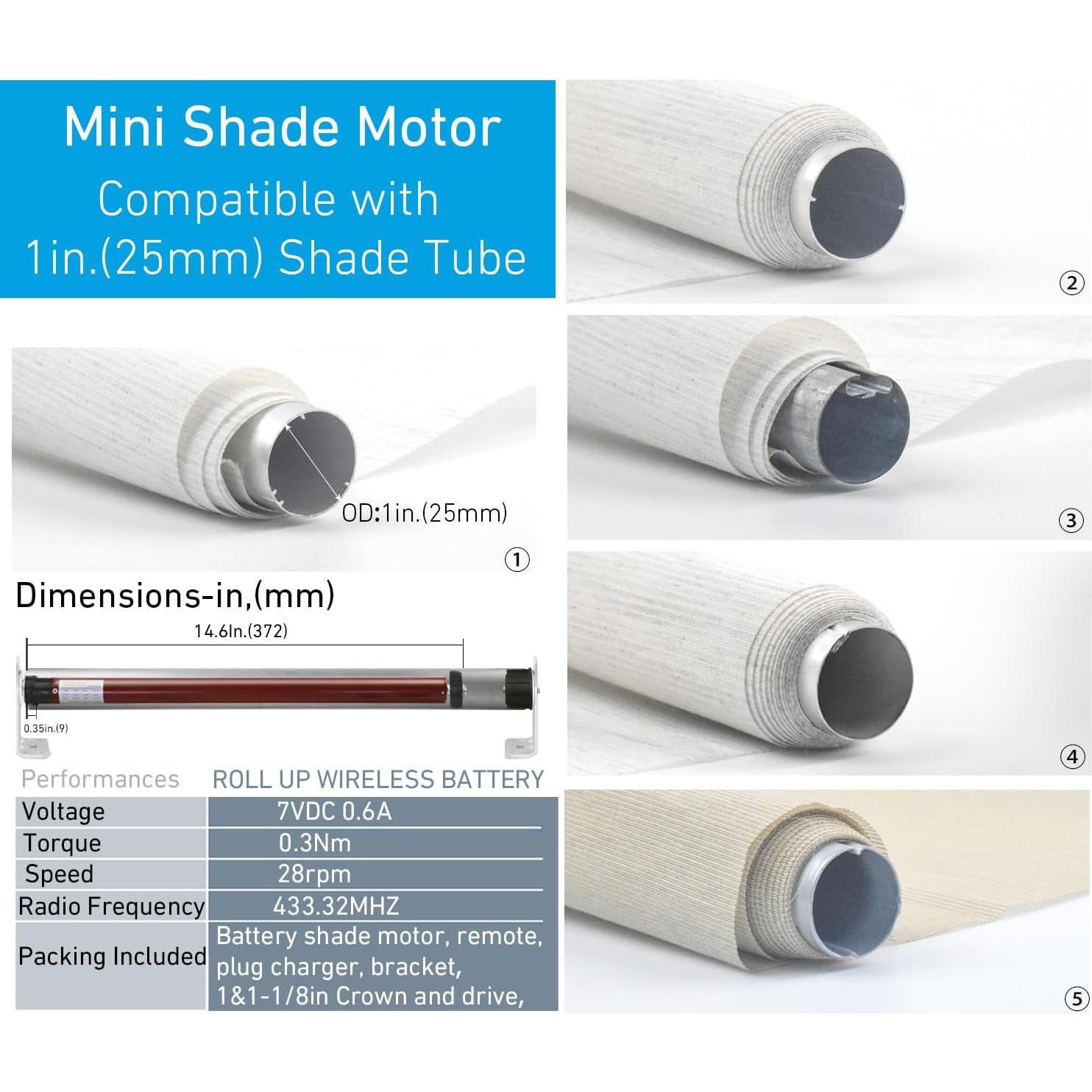 Motor de Cortina Rollerhouse 25mm Inalámbrico Silencioso