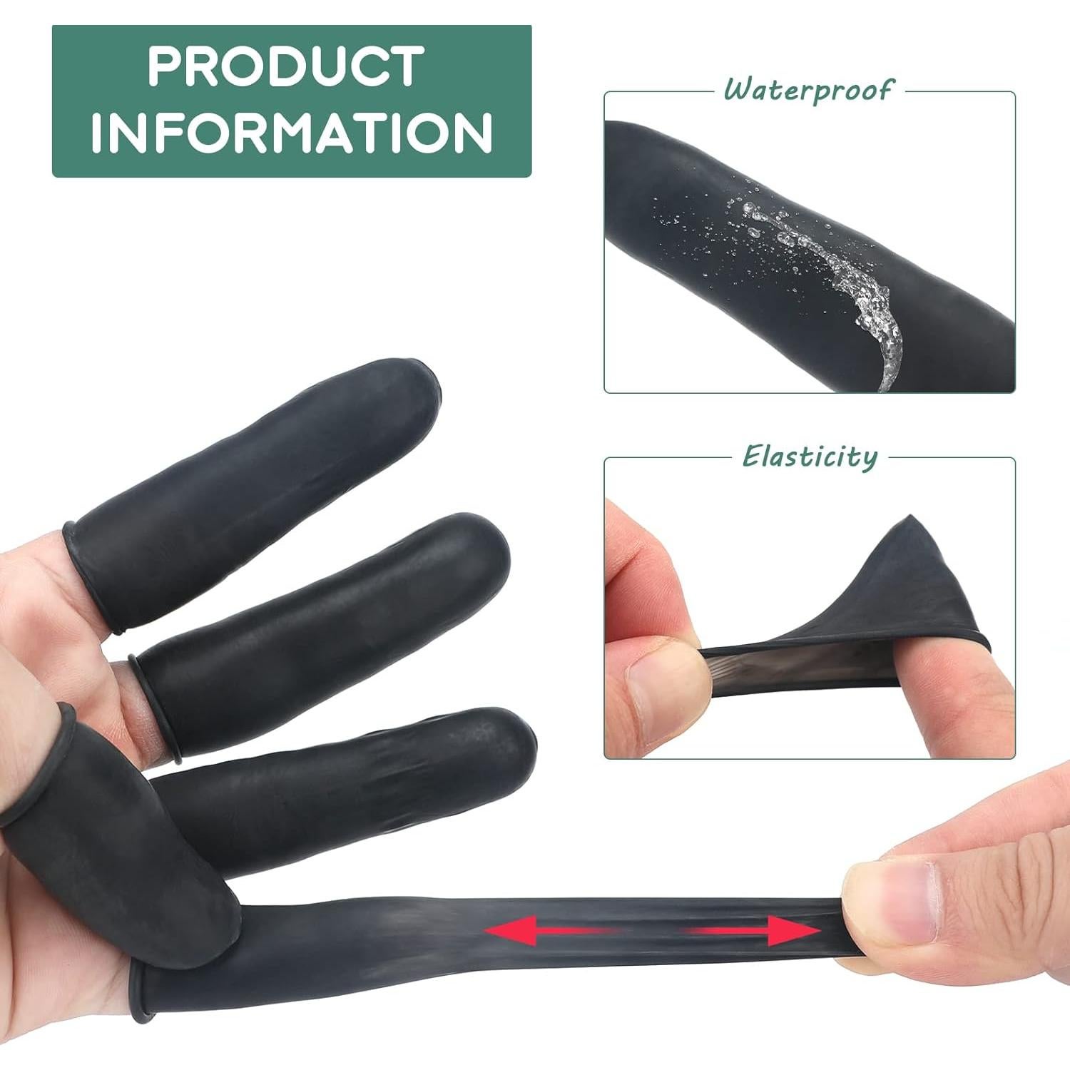 Dedales Desechables de Láttex G2PLUS - 205 Piezas Negros