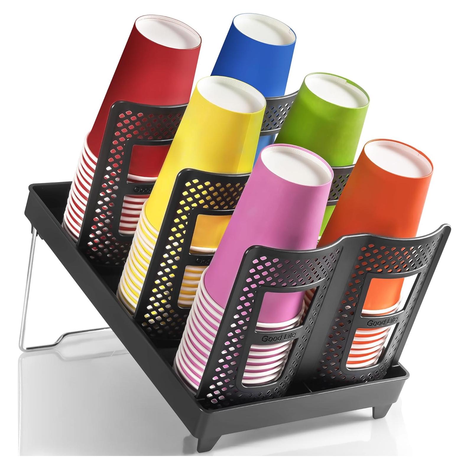 Dispensador de vasos de papel Wymulot 6 ranuras 33x23 cm Negro