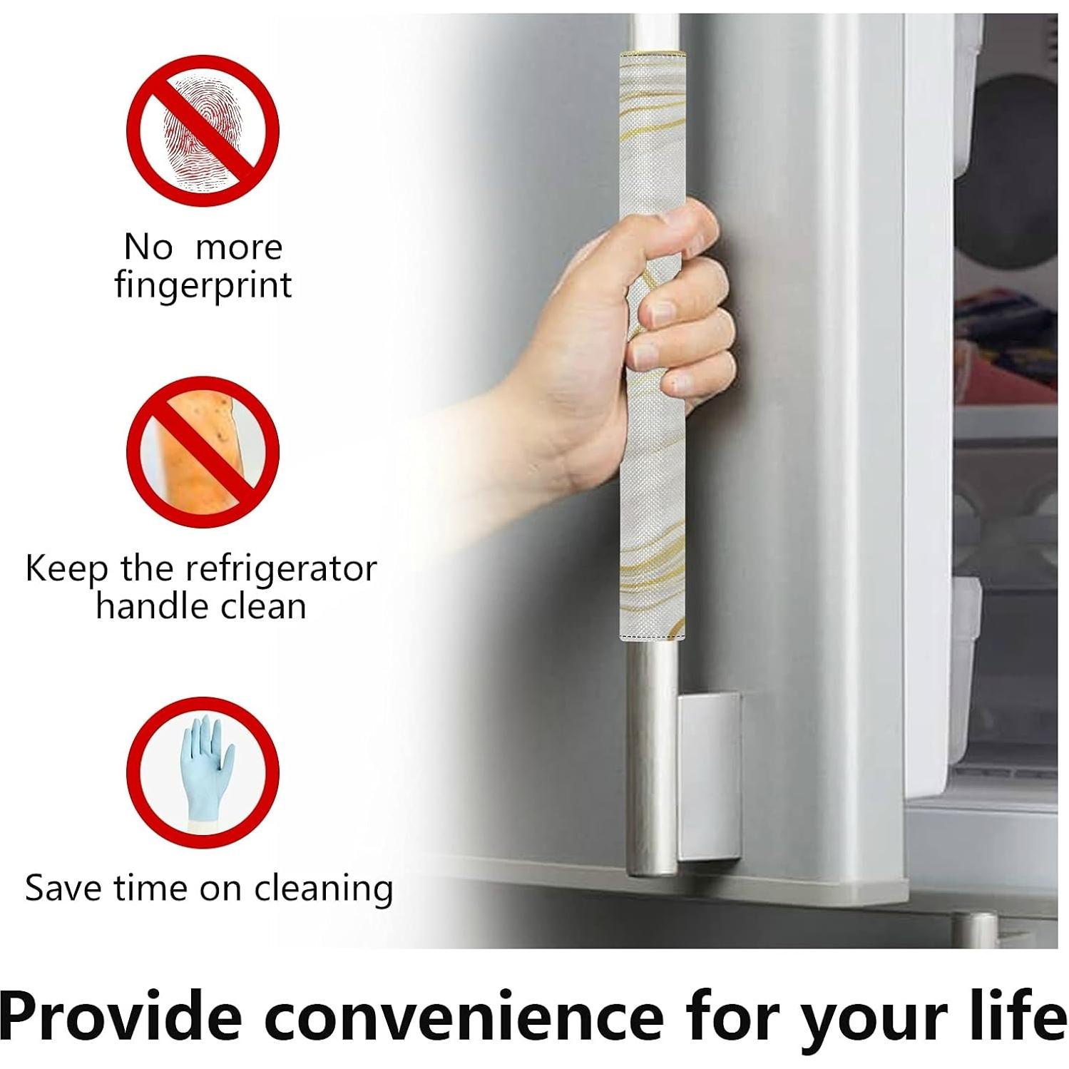 Juego de 2 Cubiertas para Manijas de Refrigerador Emelivor Mármol Dorado