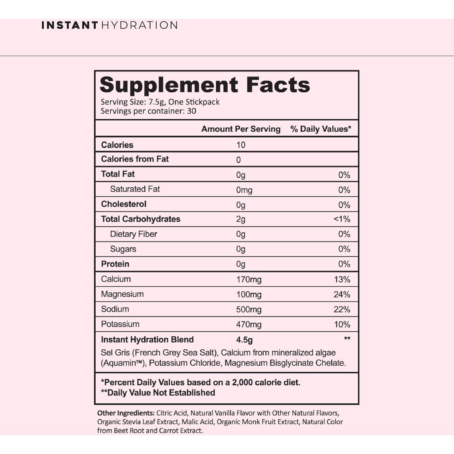Polvo de Electrolitos Hidratación Instantánea - Algodón de Azúcar - 30 Palitos - Sin Azúcar, Keto, Vegano