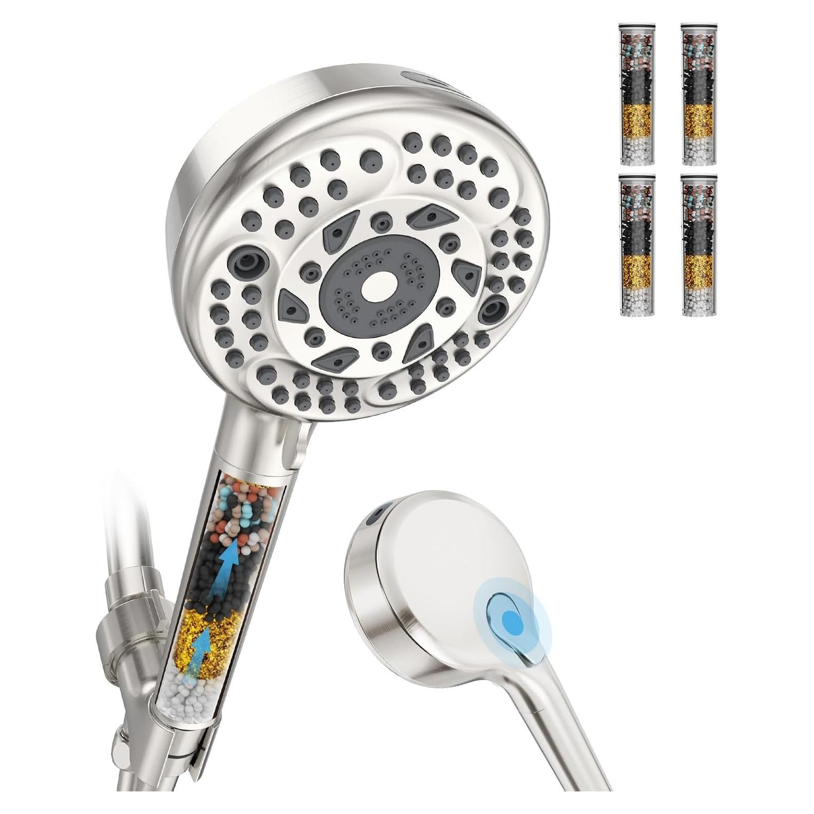 Cabezal de Ducha Filtrado EMBATHER 9 Modos Alta Presión Níquel