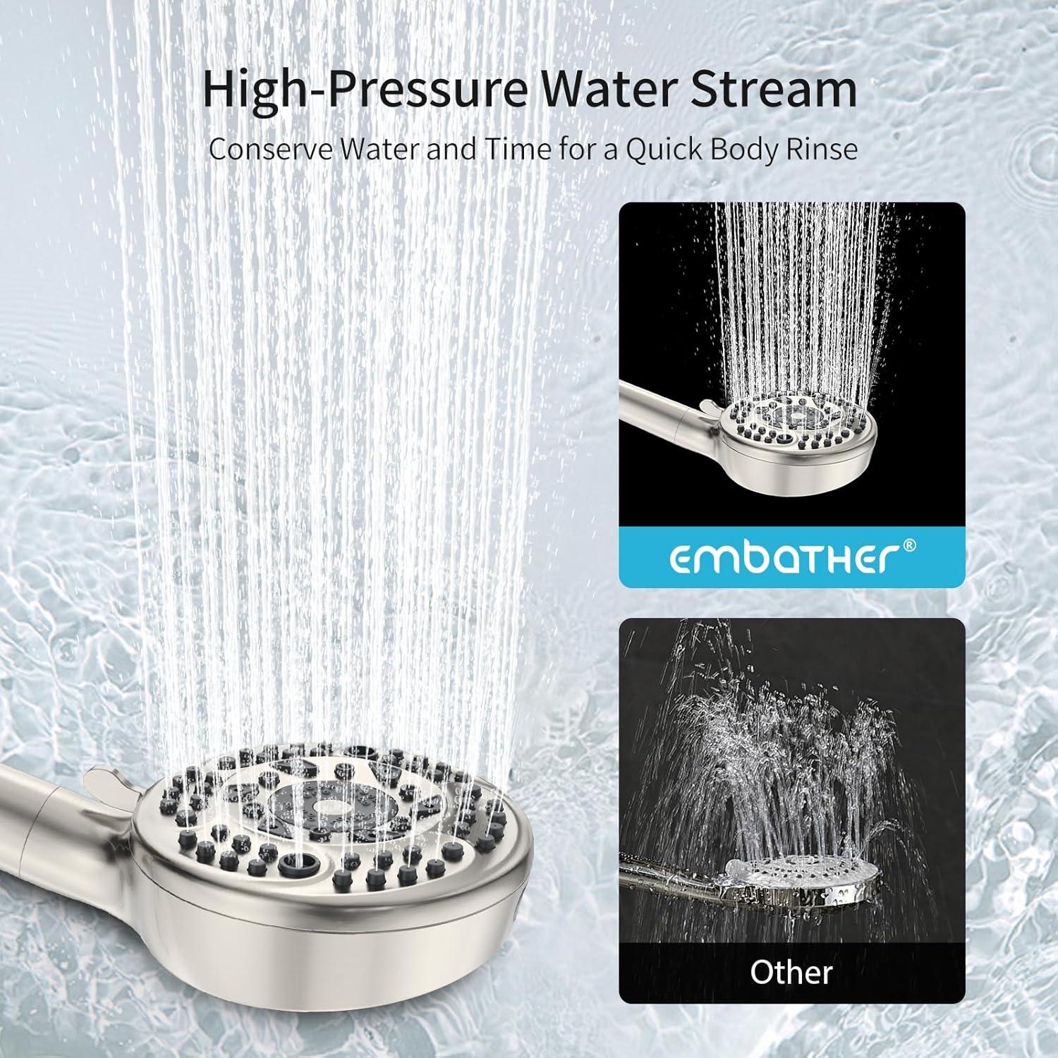 Cabezal de Ducha Filtrado EMBATHER 9 Modos Alta Presión Níquel