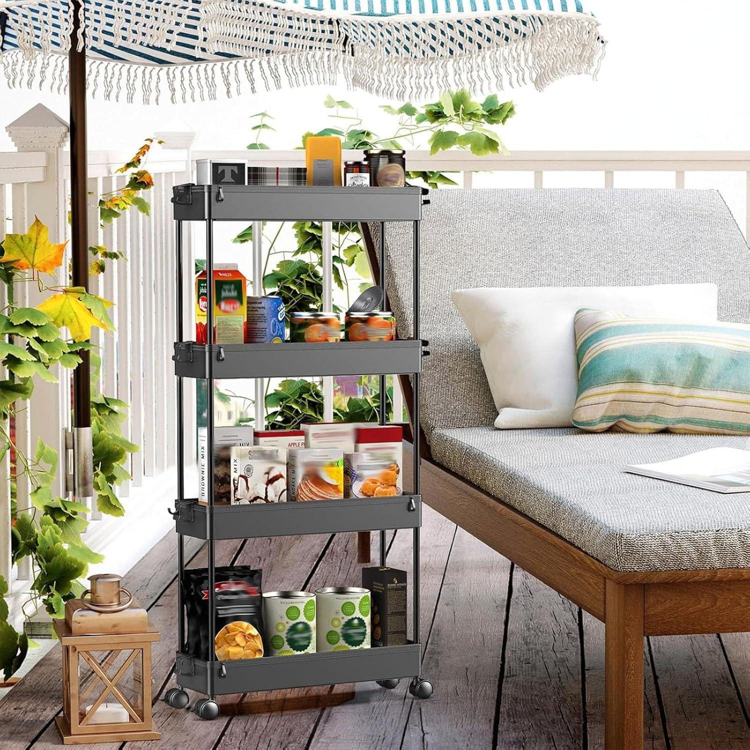 Carro de Almacenamiento Rodante SPACEKEEPER 4 Niveles Negro