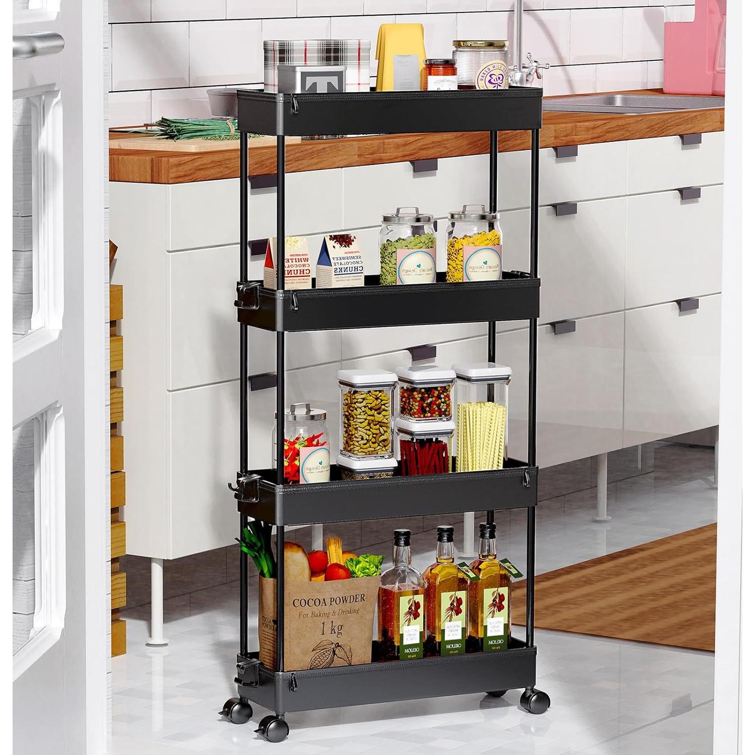 Carro de Almacenamiento Rodante SPACEKEEPER 4 Niveles Negro