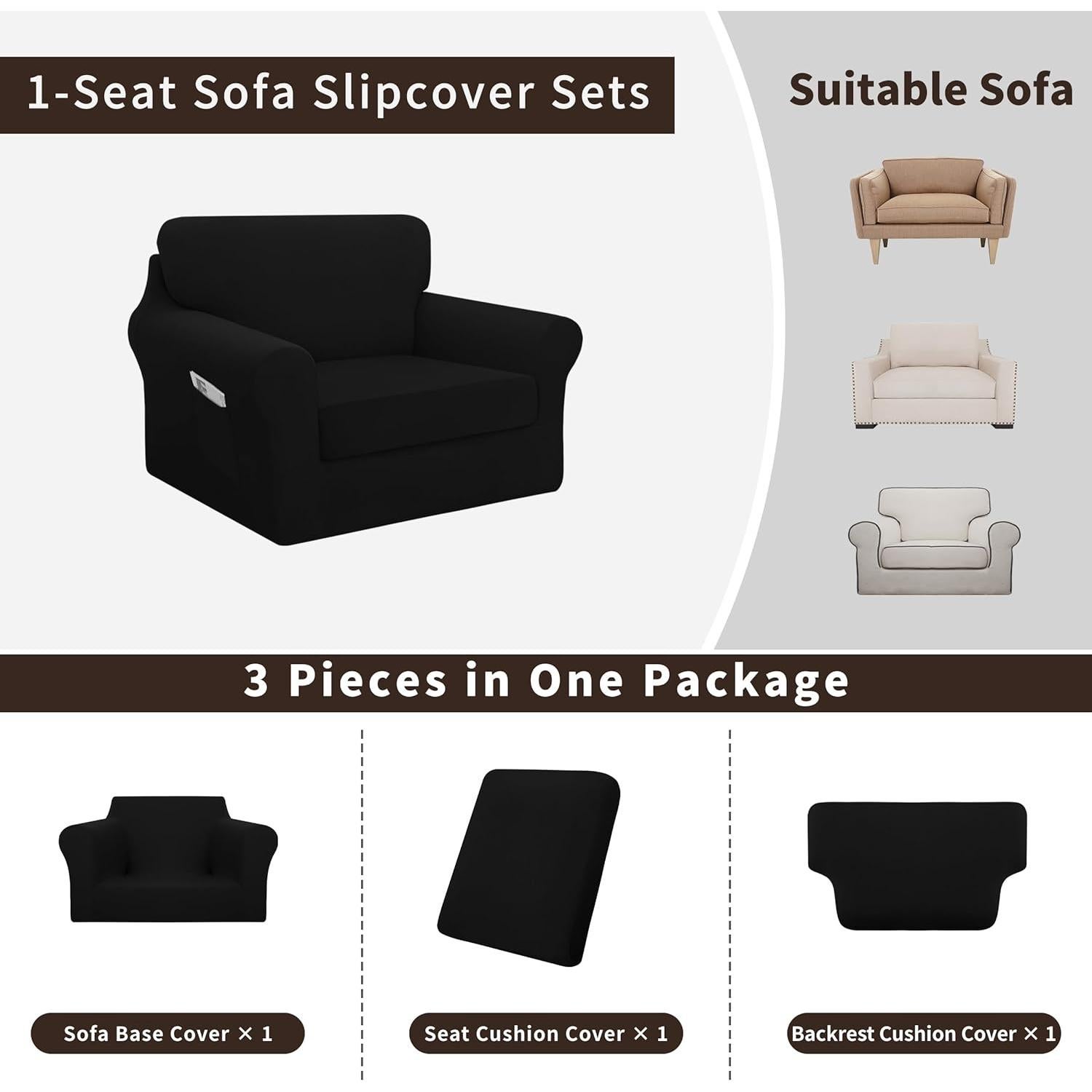 Funda de Silla Stretch Easy-Going 3 Piezas Negra Pequeña