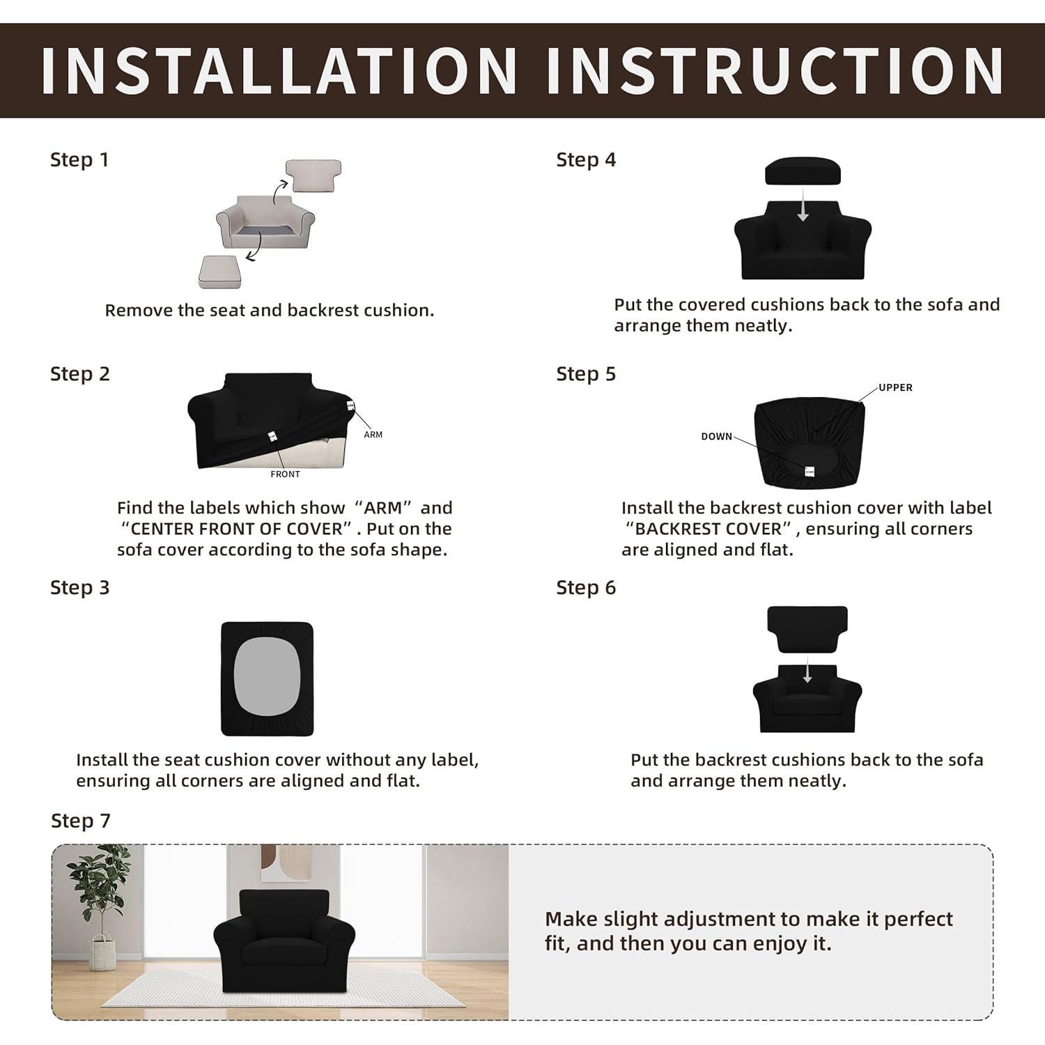 Funda de Silla Stretch Easy-Going 3 Piezas Negra Pequeña