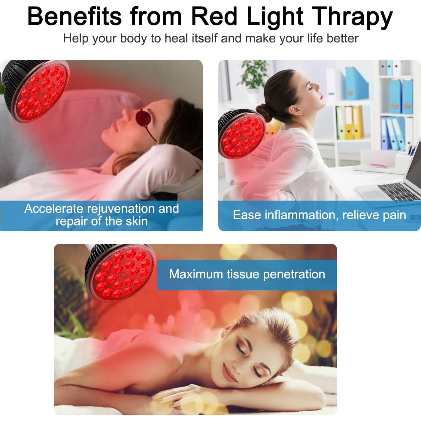Lámpara de Terapia de Luz Roja Wolezek LED 660nm con Soporte
