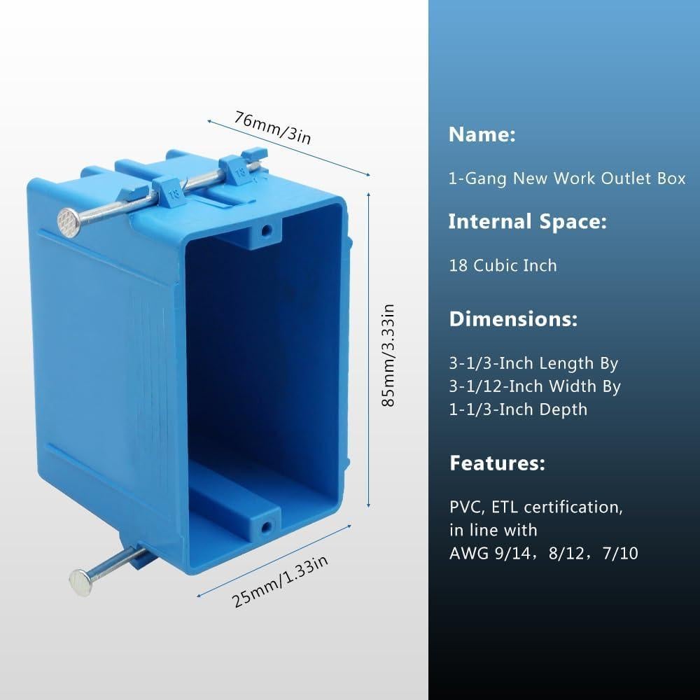 Caja de salida eléctrica XGGYA 1 gang azul 18 in³ ETL
