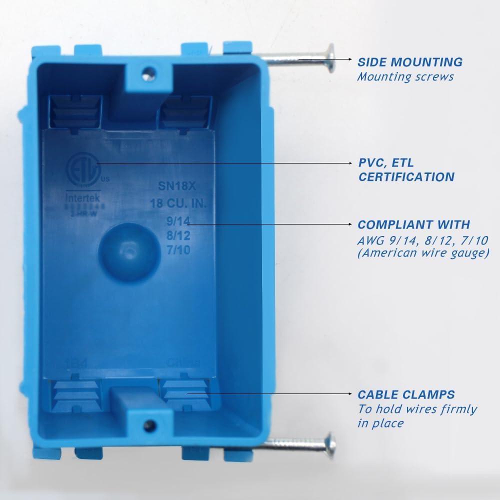 Caja de salida eléctrica XGGYA 1 gang azul 18 in³ ETL