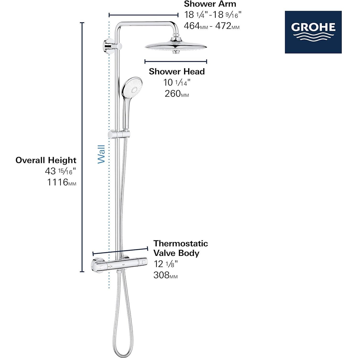 Sistema de Ducha Termostático GROHE Euphoria 260 26 cm Níquel Cepillado
