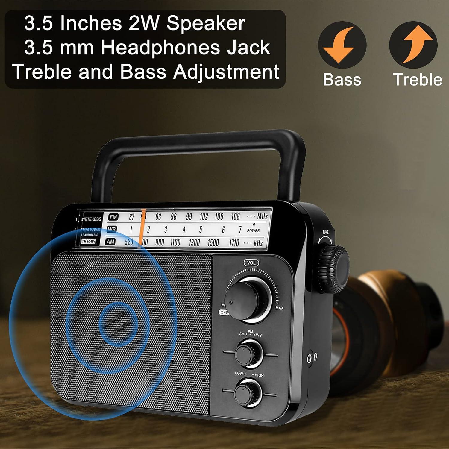 Radio Meteorológica Portátil Retekess TR604W AM FM NOAA