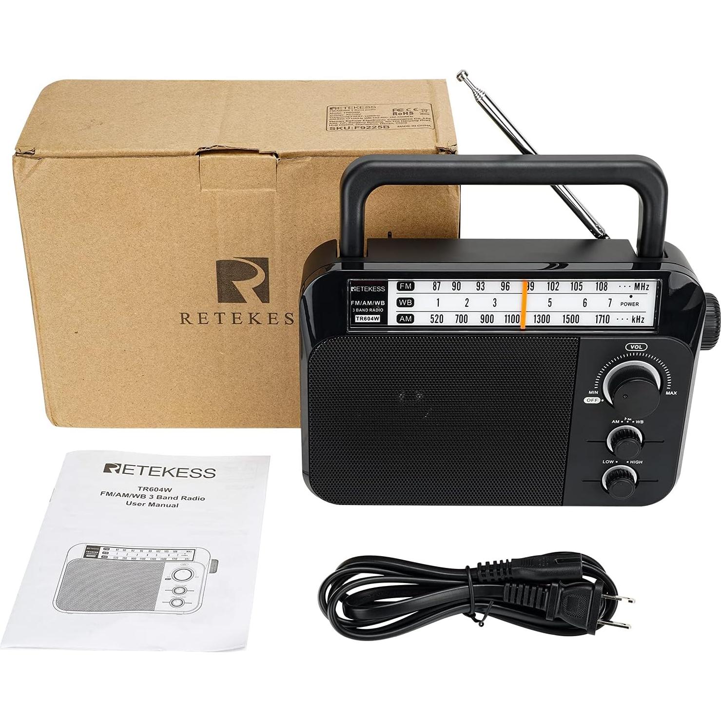 Radio Meteorológica Portátil Retekess TR604W AM FM NOAA