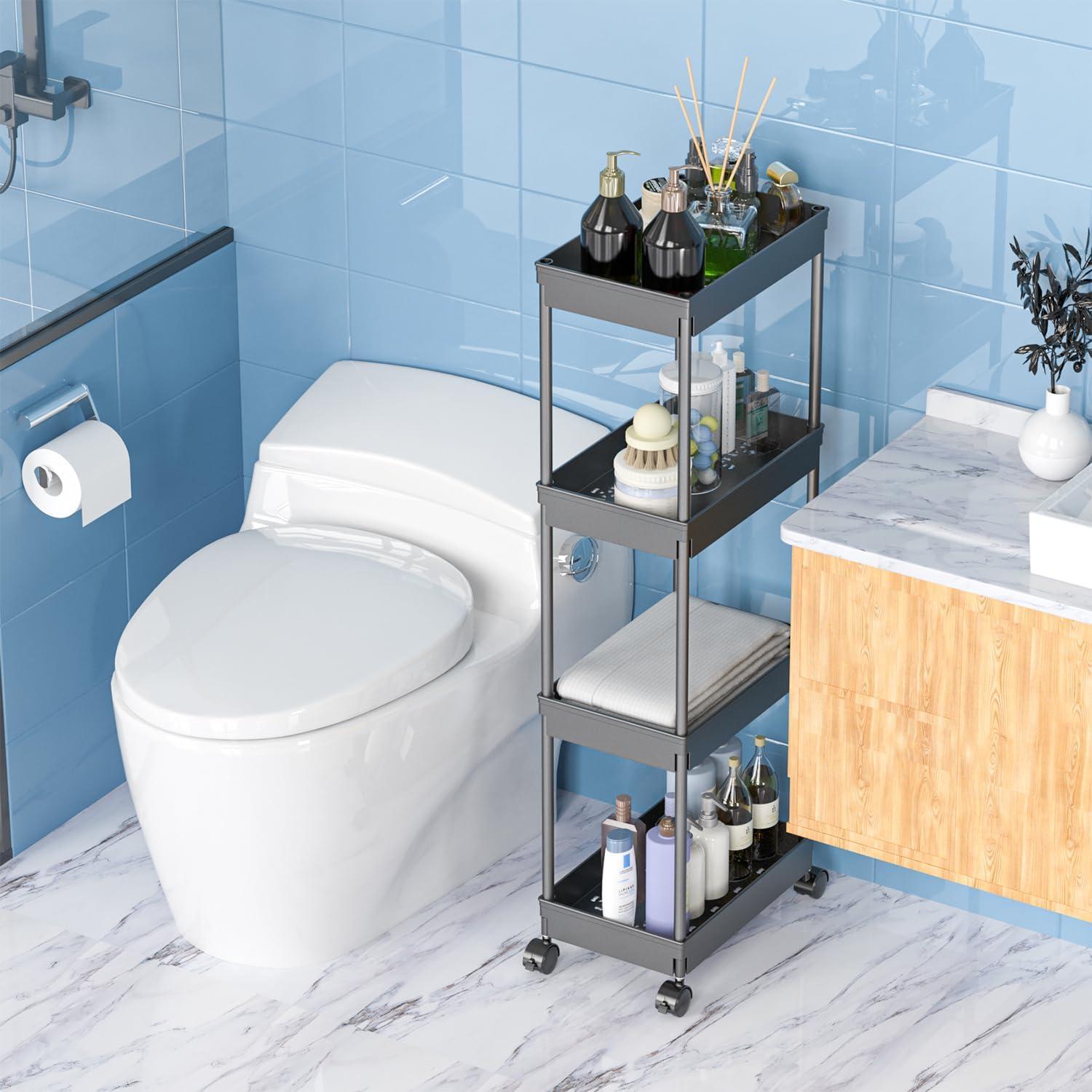 Carrito Rodante de 4 Niveles Sooyee Negro para Almacenamiento