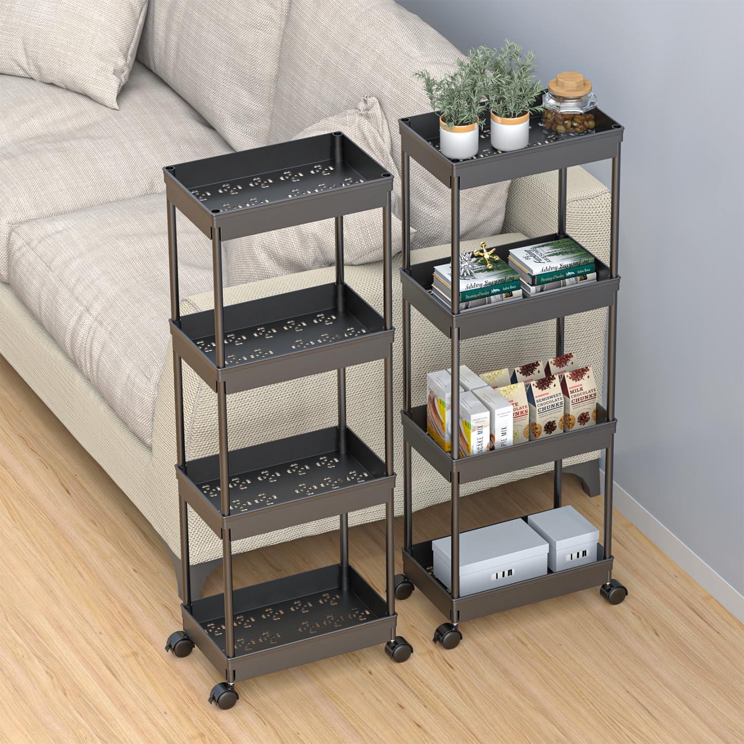 Carrito Rodante de 4 Niveles Sooyee Negro para Almacenamiento