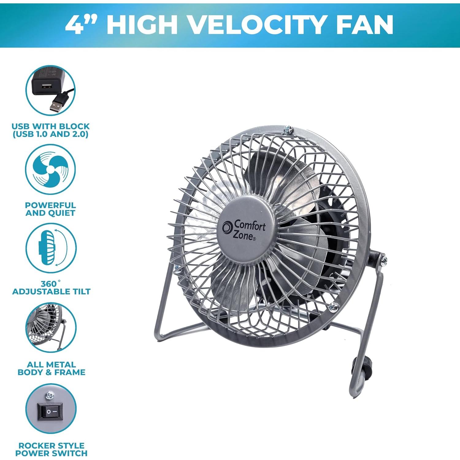 Ventilador de Escritorio Comfort Zone CZHV4BK 10 cm Silencioso