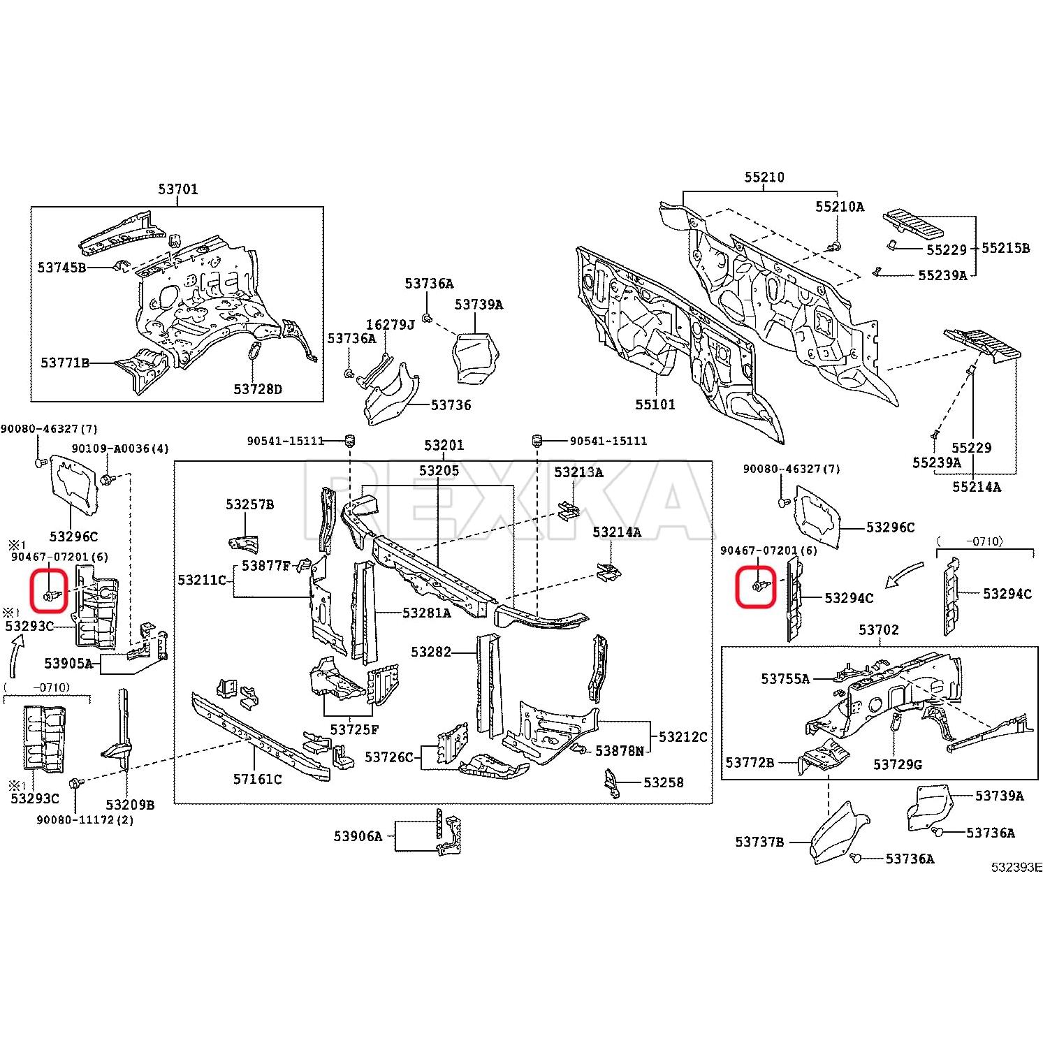 20 Clips de Retención Rexka para Toyota y Lexus 90467-07201