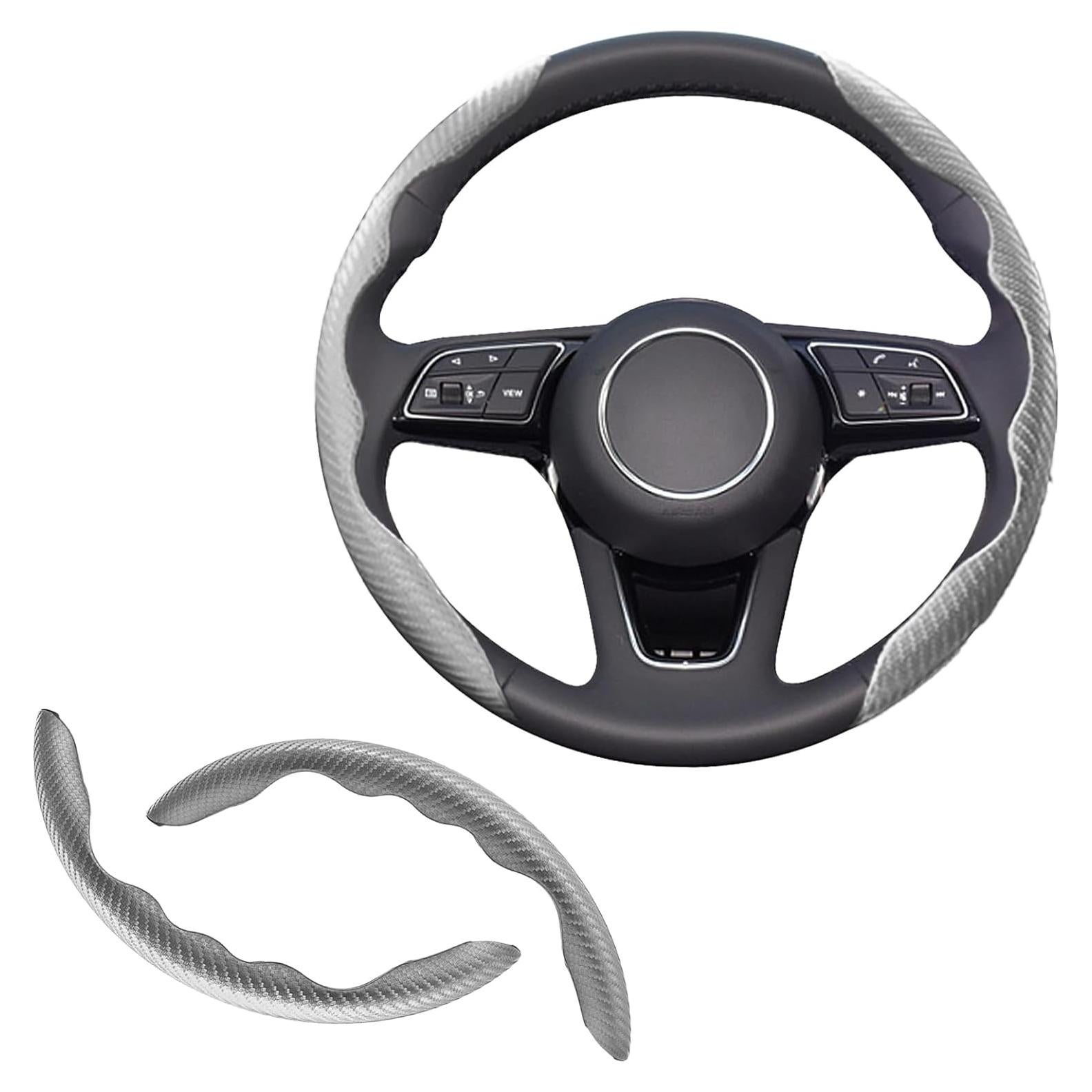 Funda de Volante Antideslizante Lunwag Fibra de Carbono Gris