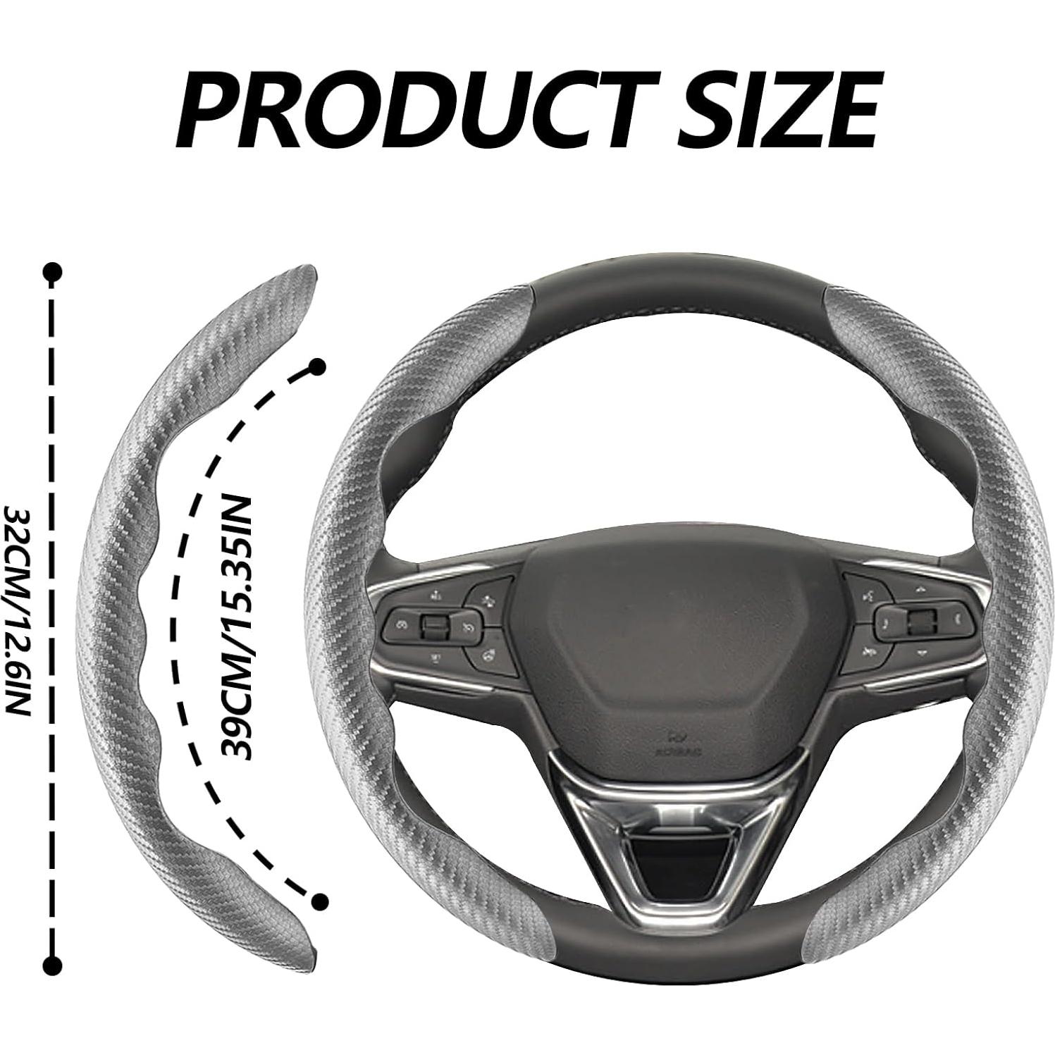 Funda de Volante Antideslizante Lunwag Fibra de Carbono Gris