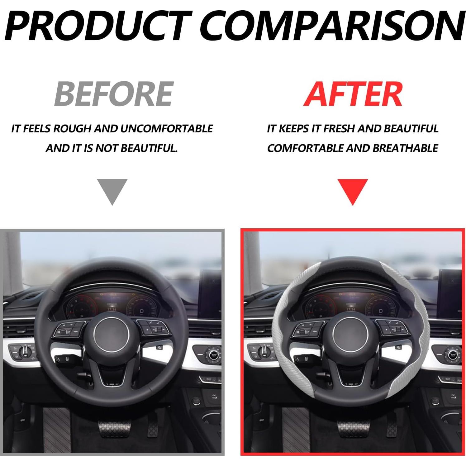 Funda de Volante Antideslizante Lunwag Fibra de Carbono Gris