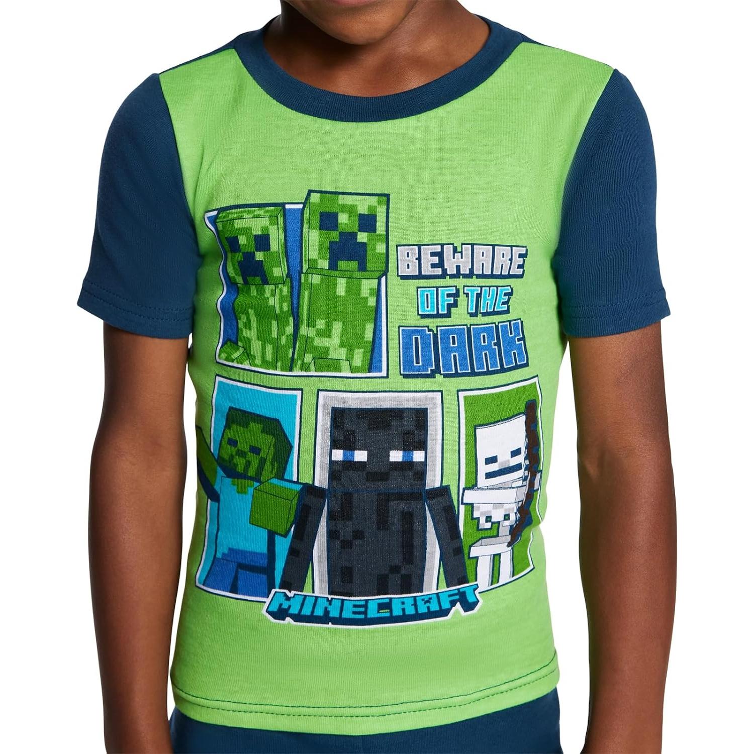 Pijamas de Algodón Minecraft para Niños - 6 Piezas, Talla 4