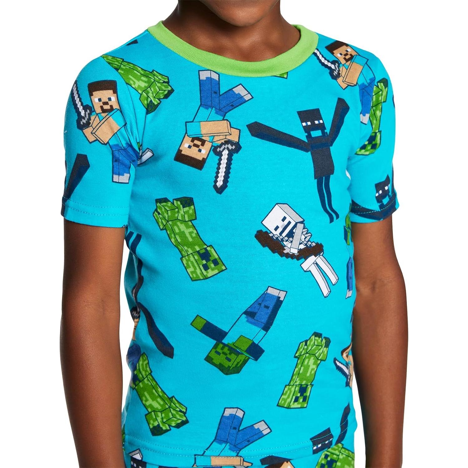 Pijamas de Algodón Minecraft para Niños - 6 Piezas, Talla 4