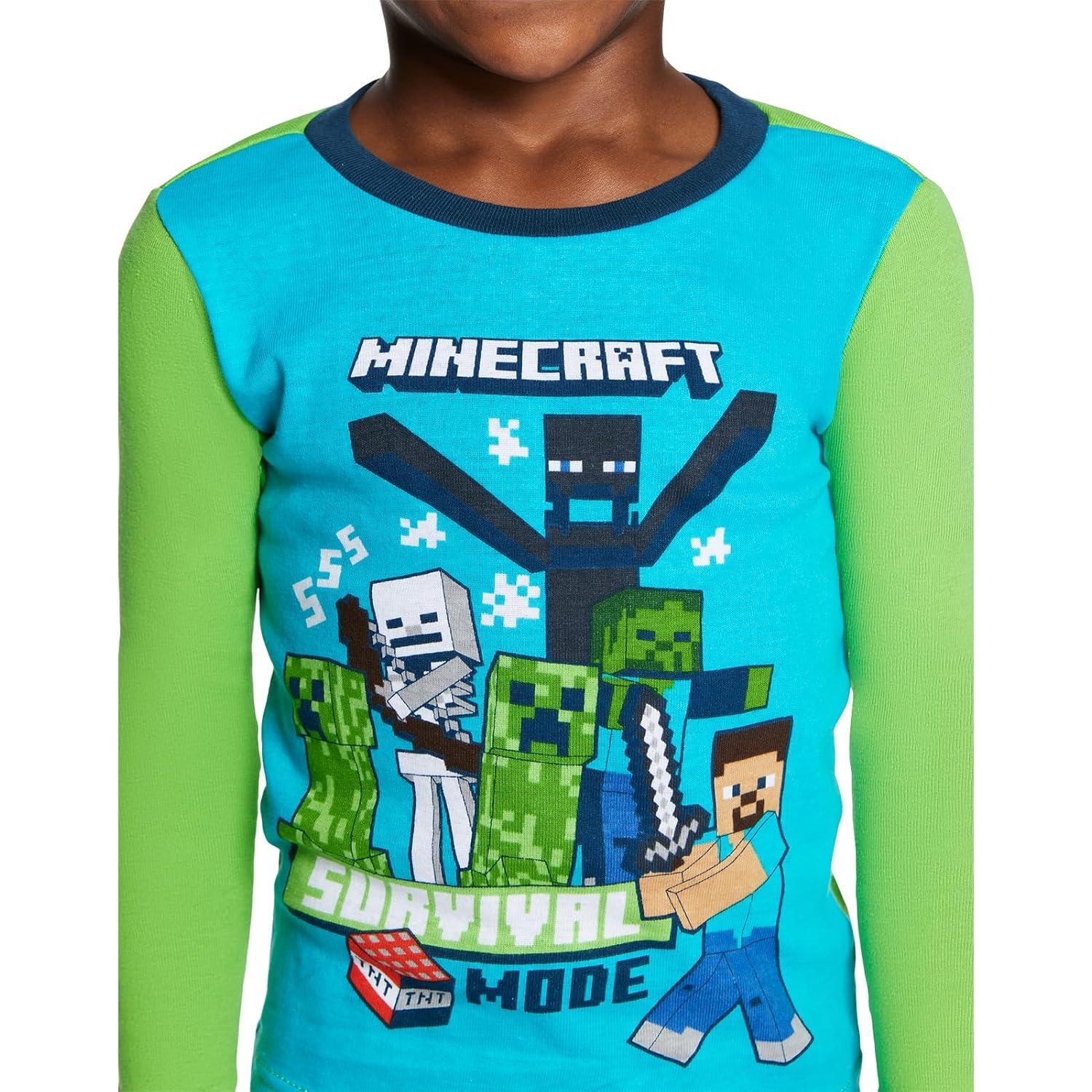 Pijamas de Algodón Minecraft para Niños - 6 Piezas, Talla 4