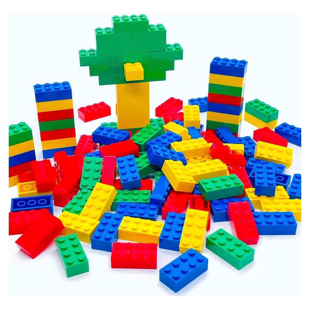 120Pieces Classic Building Bricks Blocks Toy Set 2x4 MOC Building Basic Bricks Parts and Pieces Compatible with Major Brands Construction Toys for Kids 6 yr+ (Red, Yellow, Blue, Green)